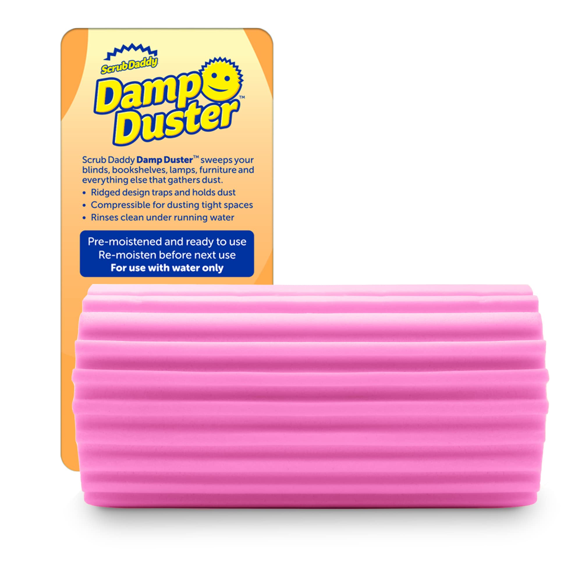 Scrub Daddy Damp Duster - Traps Dust & Debris | Pink PU Sponge | Reusable & Washable 1