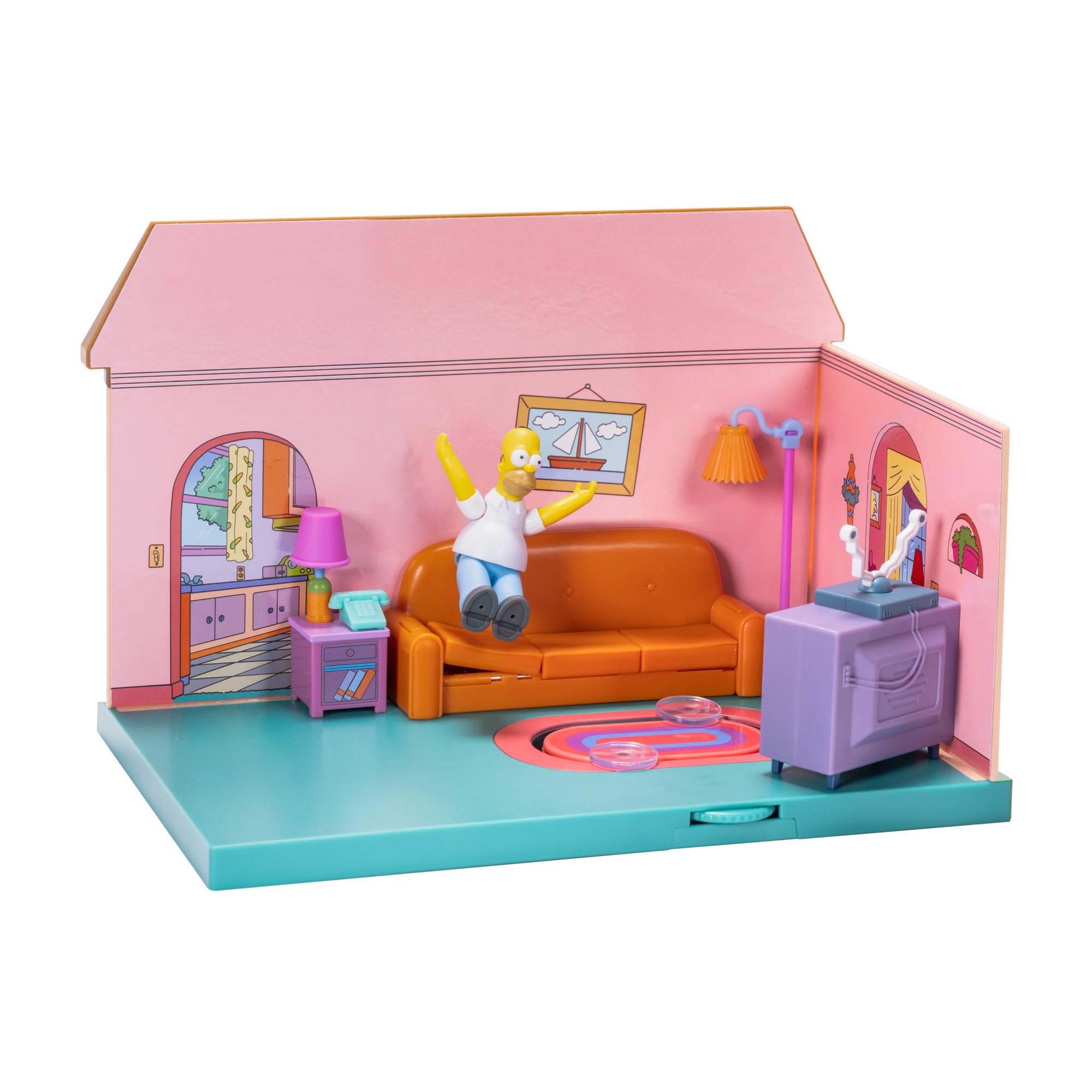 Jakks Pacific The Simpsons Living Room Diorama Playset - Includes Homer Figure, Interactive Features, Ages 4+