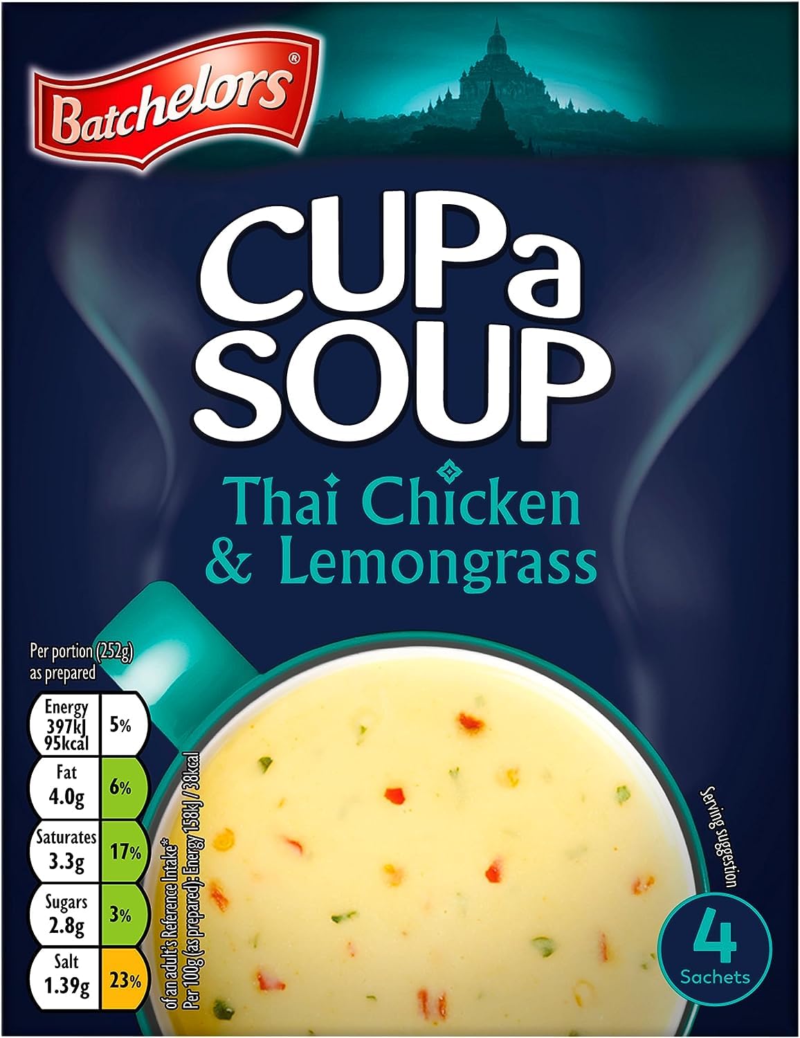 Batchelors Cup a Soup Thai Chicken & Lemongrass Instant Soup Mix - 36 Sachets (9 Boxes of 4)