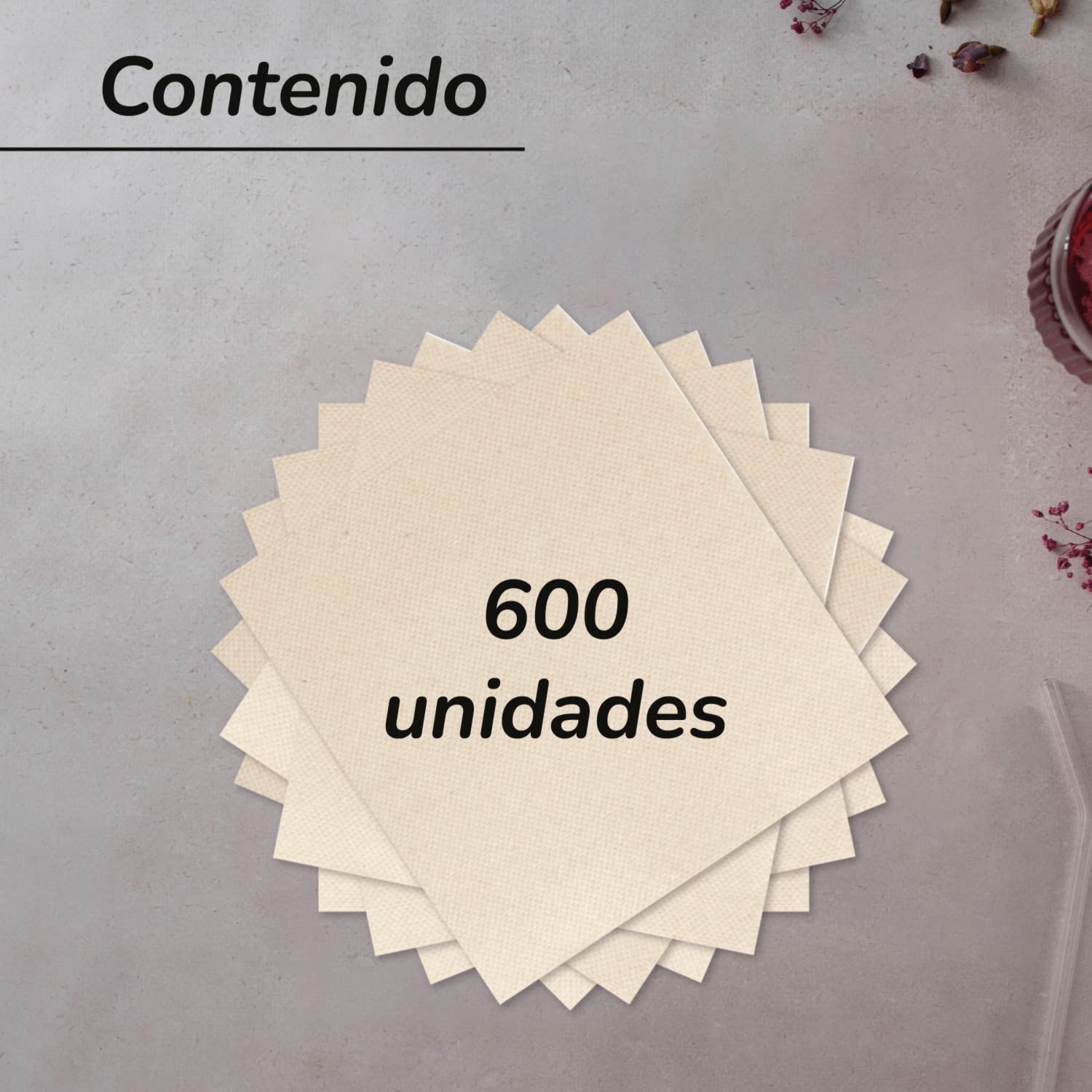 Hostelnovo Recycled Paper Napkins - 600 Pack | Cocktail Size | 100% Recyclable | Natural Color 2