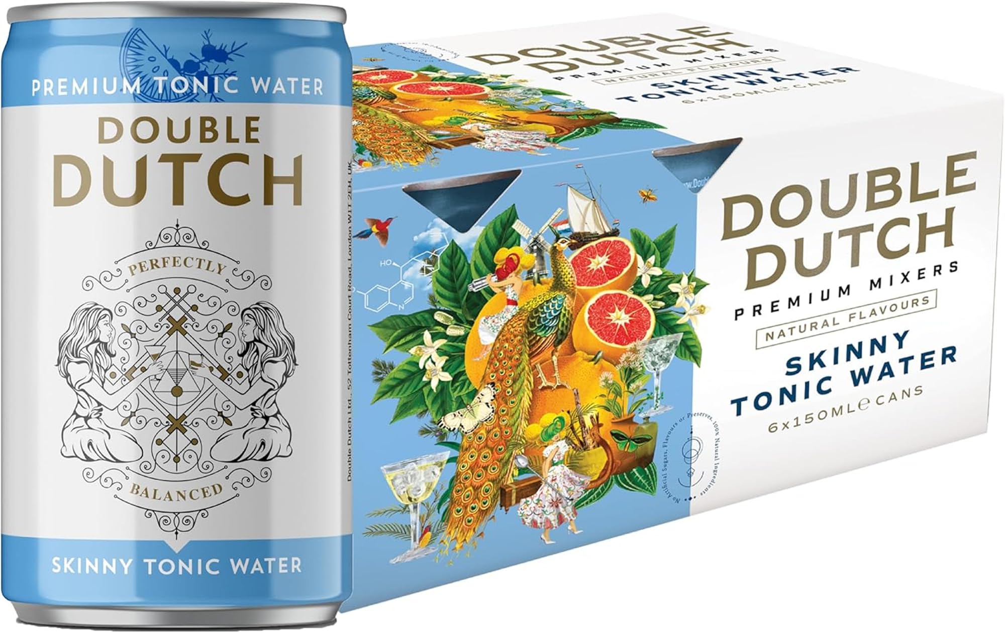 Double Dutch Skinny Tonic Water - Low Calorie, Natural Ingredients | 150 ml (Pack of 6)