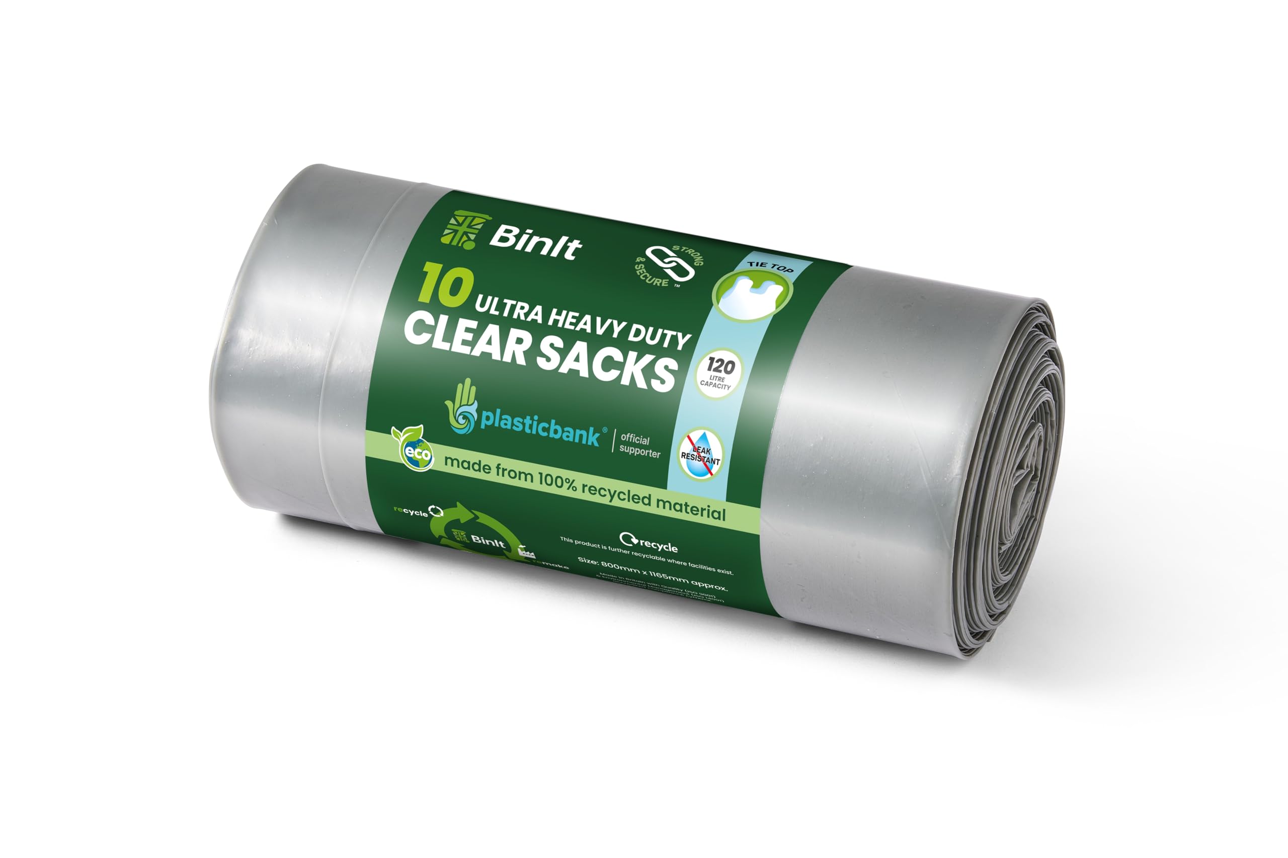 BIN IT Clear XL 120L Bin Liners - 10 Count | Ultra Heavy Duty | Made in UK 1