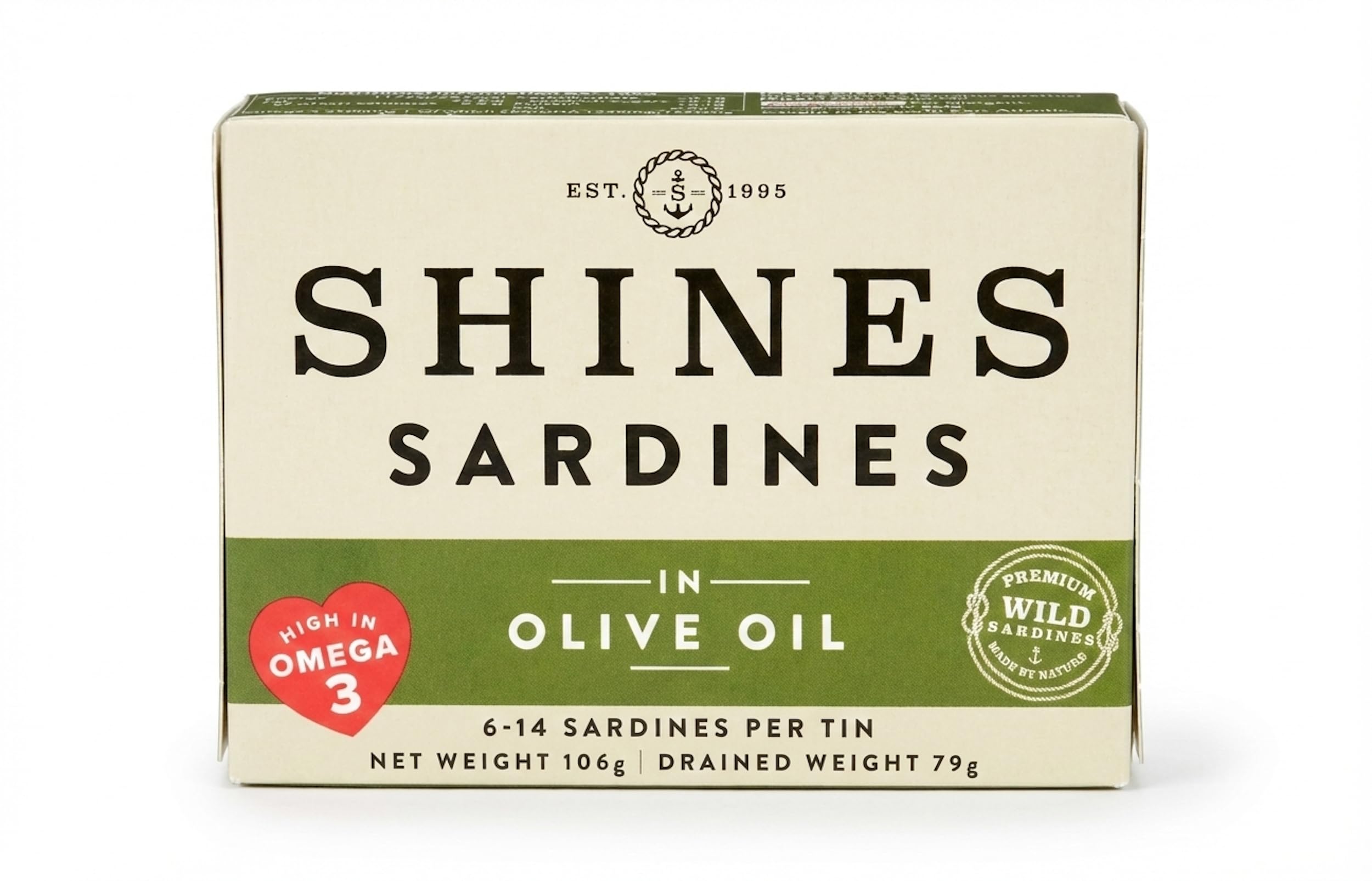 Shines Sardines in Olive Oil - 106g Can | Ready to Eat | Keto Friendly