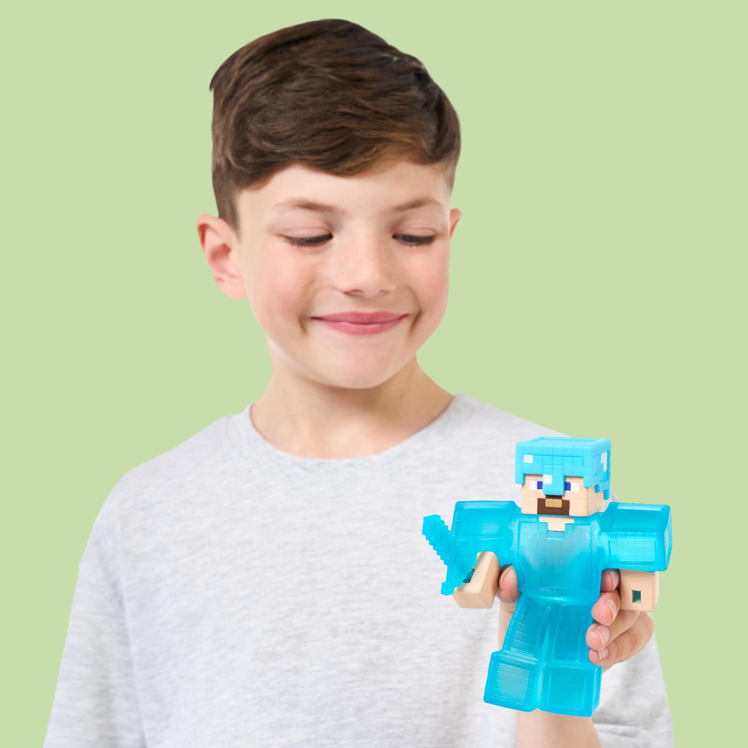Heroes of Goo Jit Zu Minecraft Steve Figure - Stretchy Squishy Collectible with Diamond Piece, 4+ Years 2