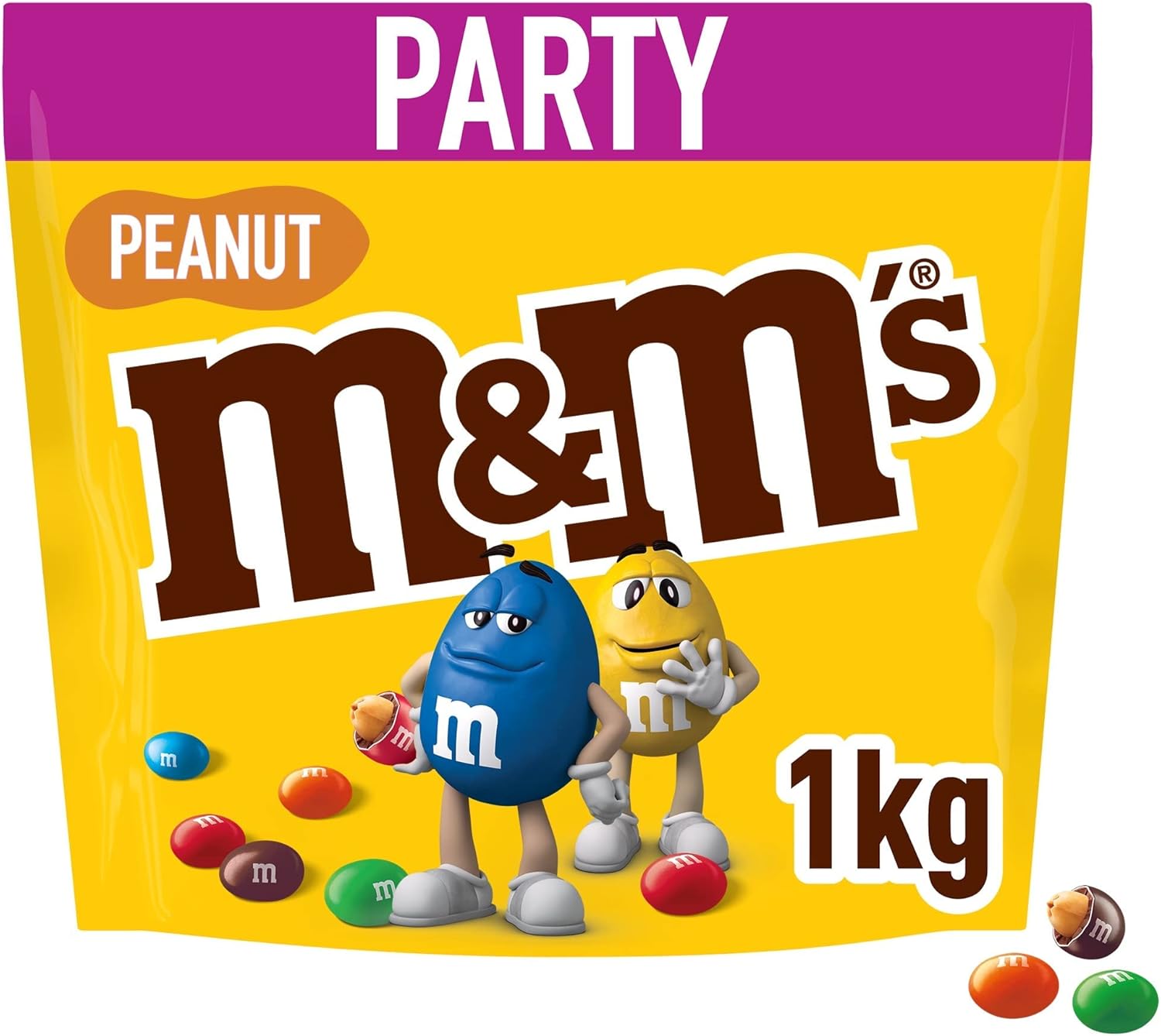 M&M's Peanut Milk Chocolate Party Bulk Bag - 1kg Snack Pack 1