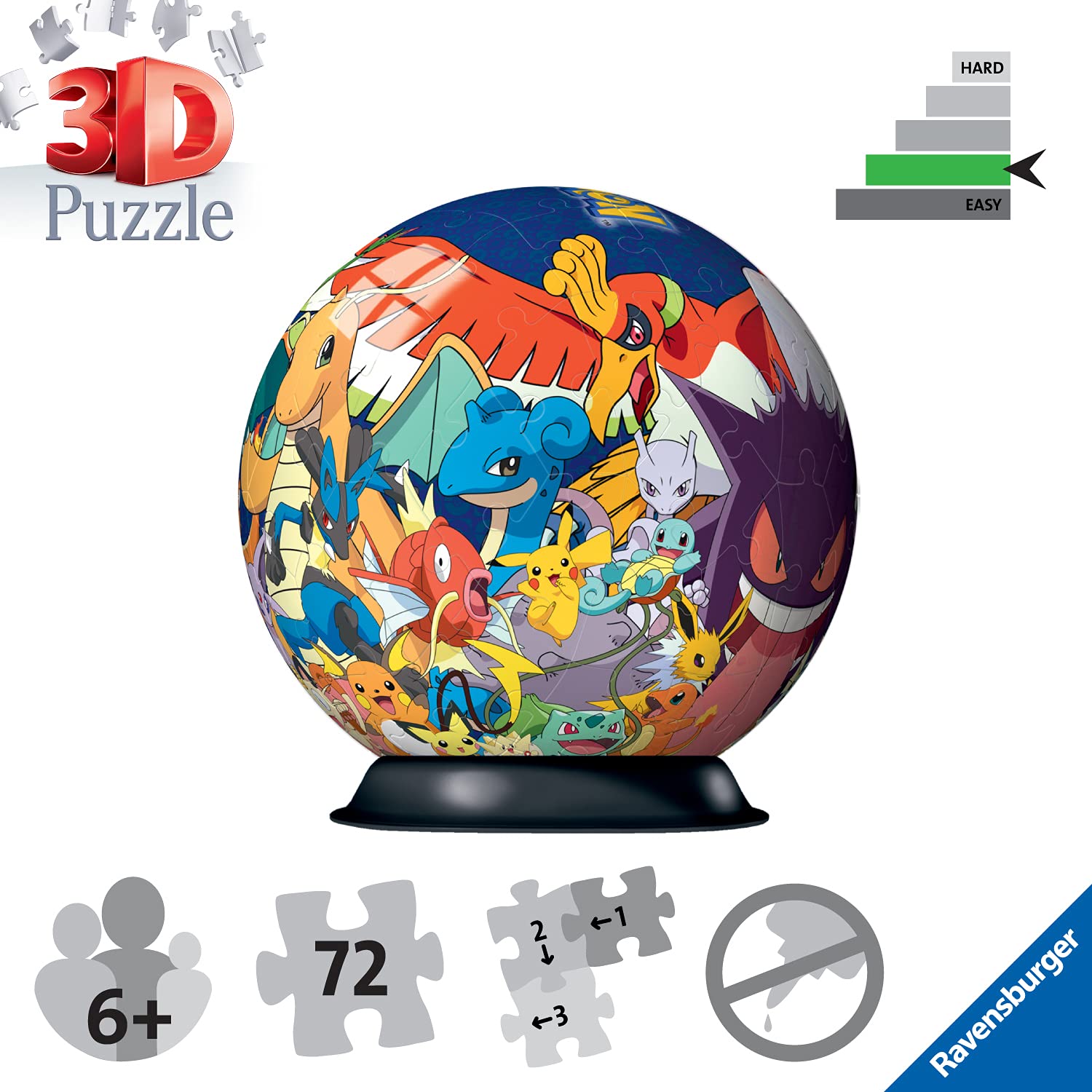 Ravensburger Pokémon 3D Jigsaw Puzzle Ball – 72-Piece Spherical Puzzle for Kids 6+ 2