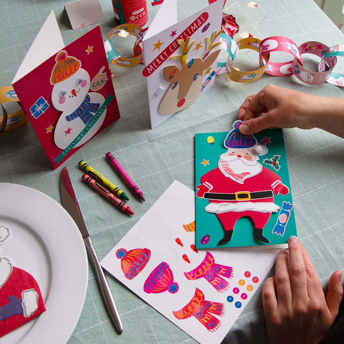 Talking Tables Christmas Card Making Craft Kit for Kids - 12-Pack with Envelopes & Decorations 4