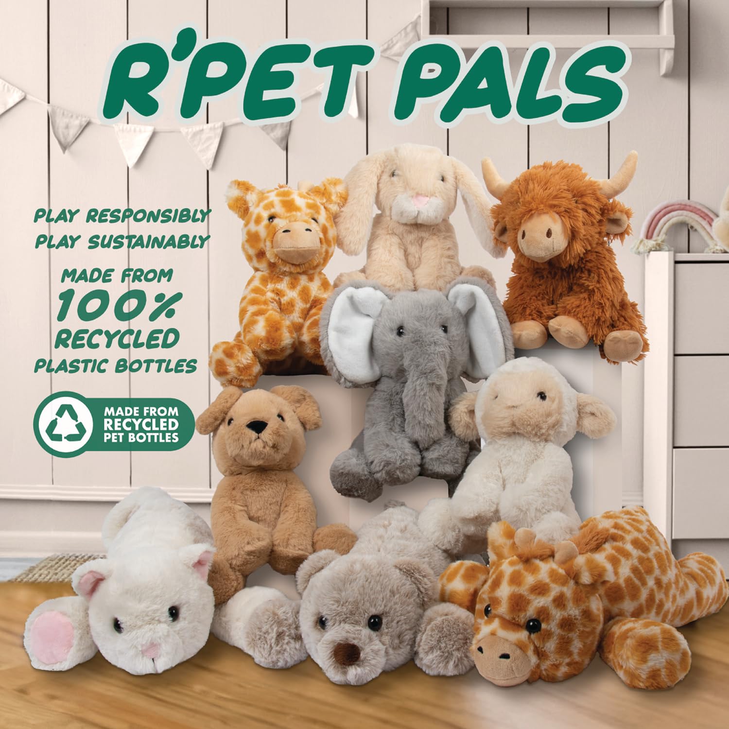 Lesser & Pavey RPET Pals Gina Laying Giraffe Plush - Eco-Friendly Stuffed Animal for Kids 11