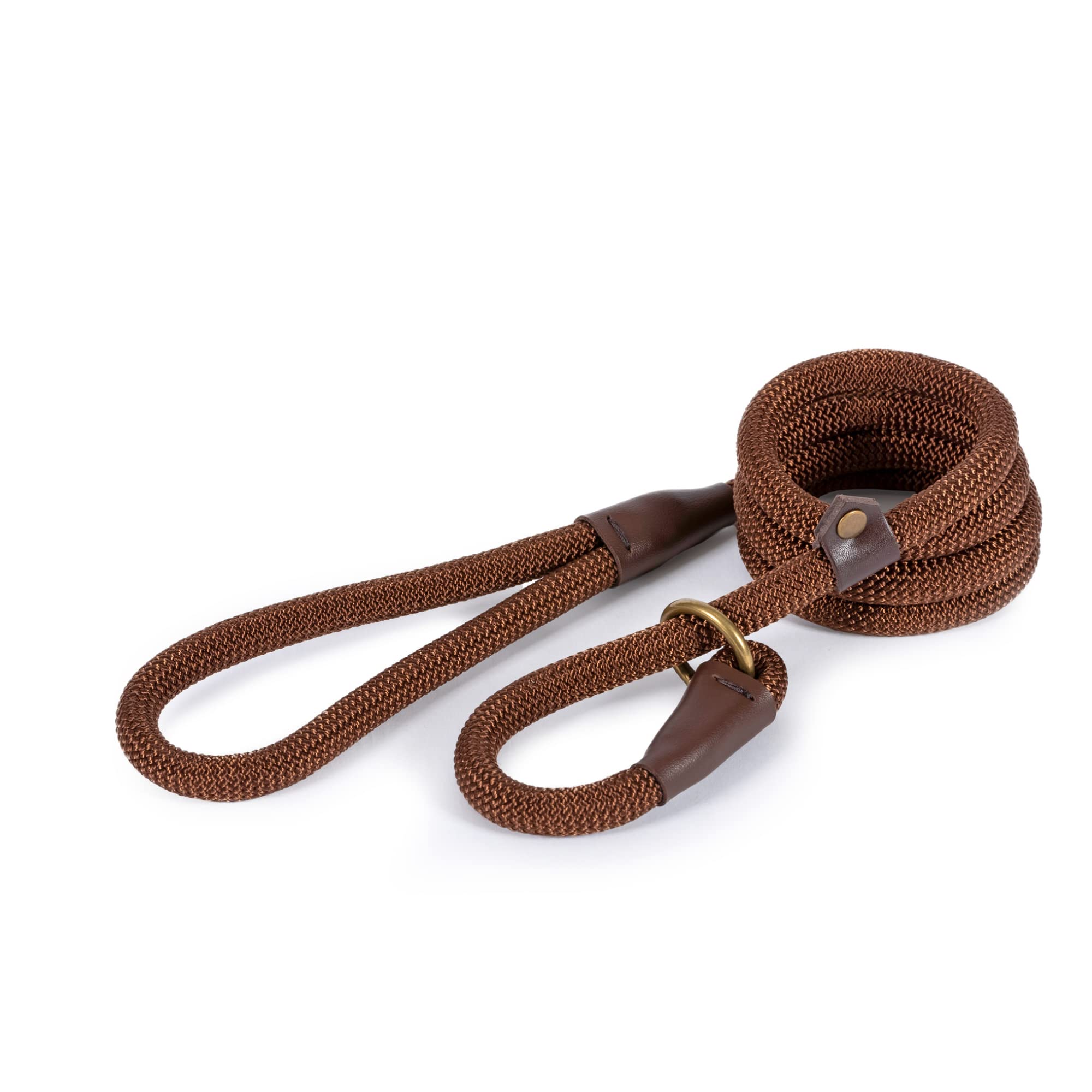 Ancol Deluxe Nylon Rope Slip Lead - 1.5m Length | 12mm Diameter | Chocolate