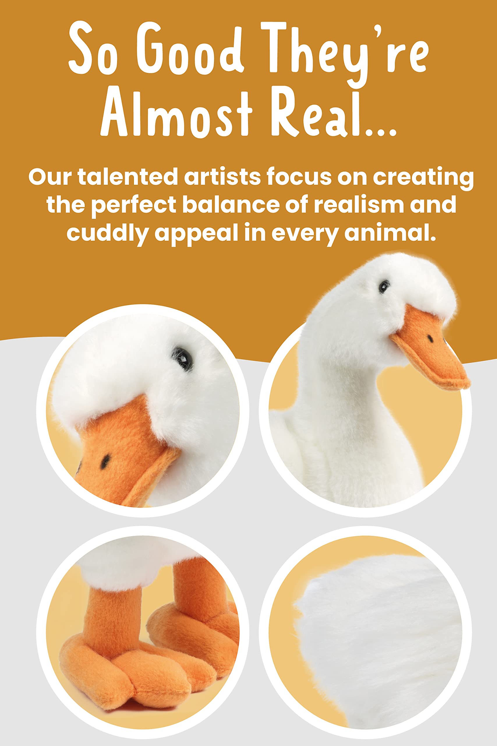 Living Nature Large Duck Plush Toy - Realistic Soft Cuddly Duck with Educational Fact Tag, 35cm 9