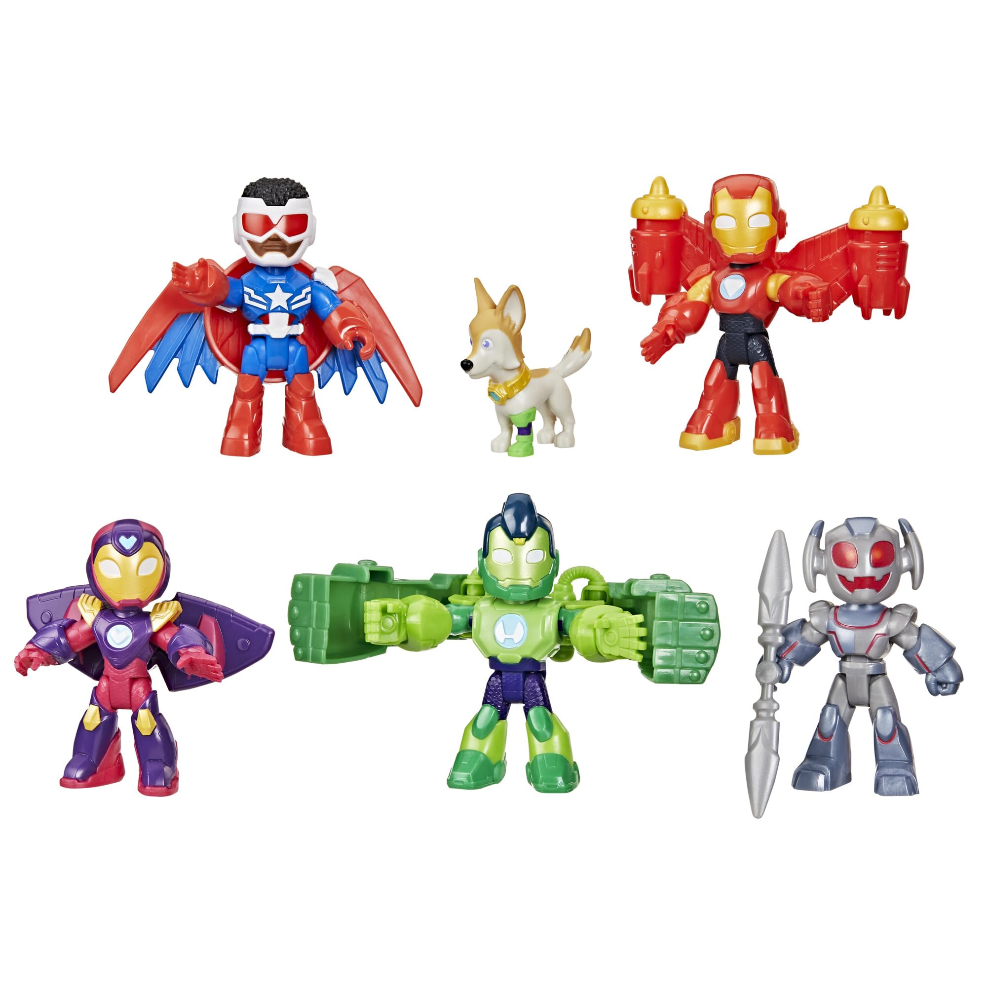 Marvel Iron Man and His Awesome Friends Armored-Up Avengers Pack Action Figures | 6 Figures, 5 Accessories | Ages 3+