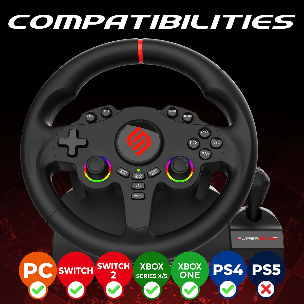 Subsonic Superdrive 220 RS-X Racing Wheel [Nintendo Switch]