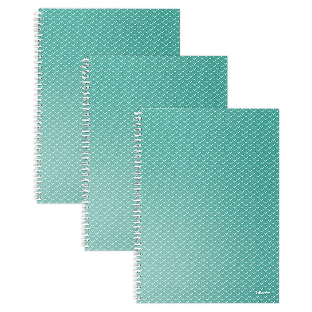Esselte A4 Wirebound Notebook Ruled, 100 Sheets/200 Pages, Green | Colour'Breeze Embossed Cover