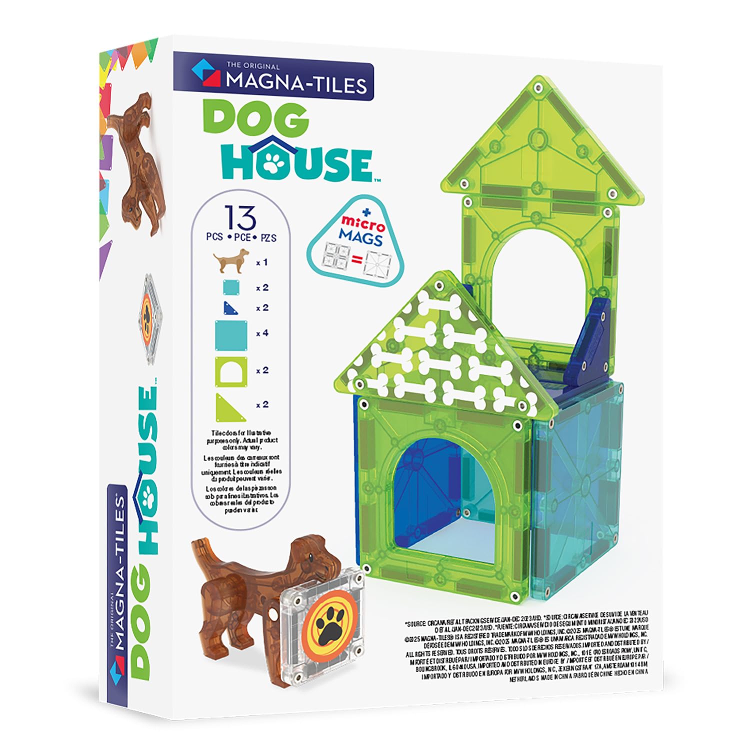 Magna-Tiles Dog House Building Set - 13 Pieces, Ages 3+