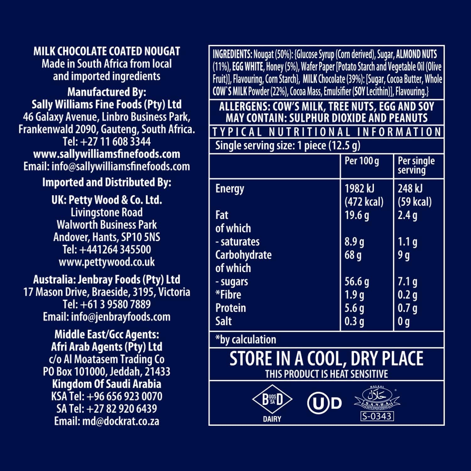 Sally Williams - Luxury Milk Chocolate Covered Soft Nougat Pieces with Roasted Almonds 9