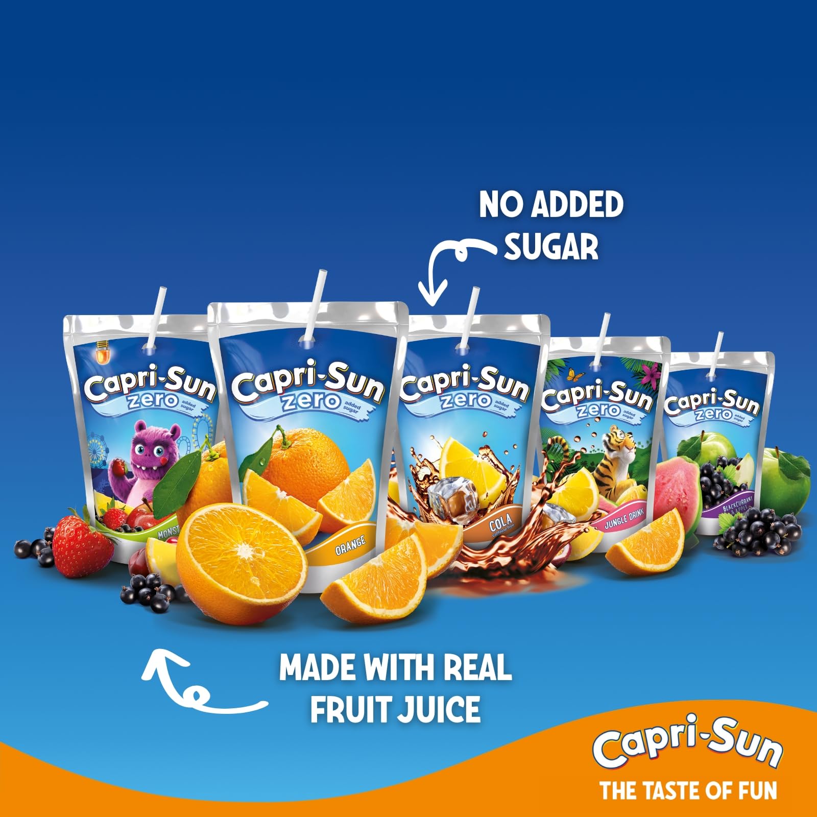 Capri-Sun Zero Blackcurrant & Apple Kids' Juice Drink - No Added Sugar | 8 x 200ml Value Pack