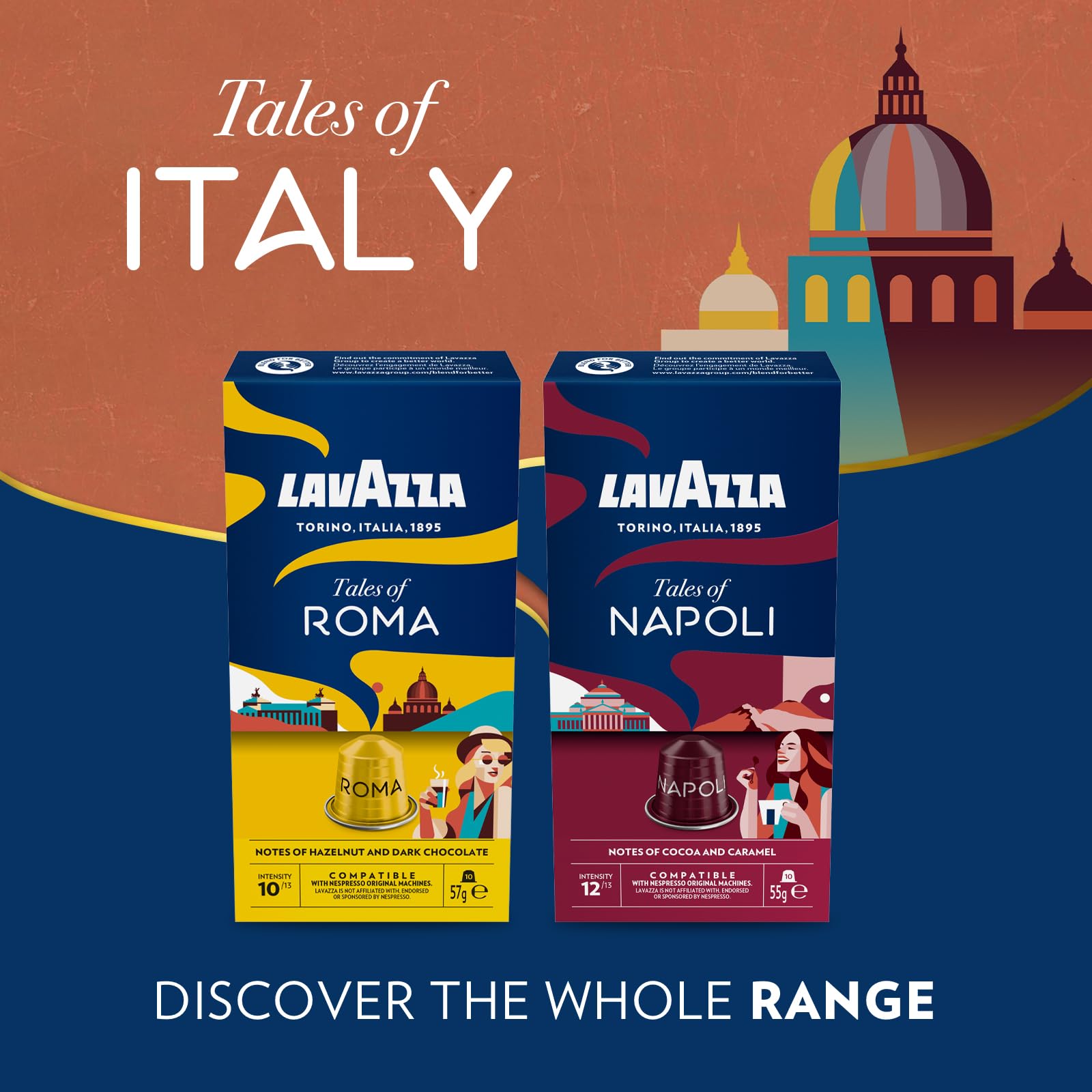 Lavazza Tales of Roma - 100 Aluminium Coffee Capsules for Nespresso Original Machines 6