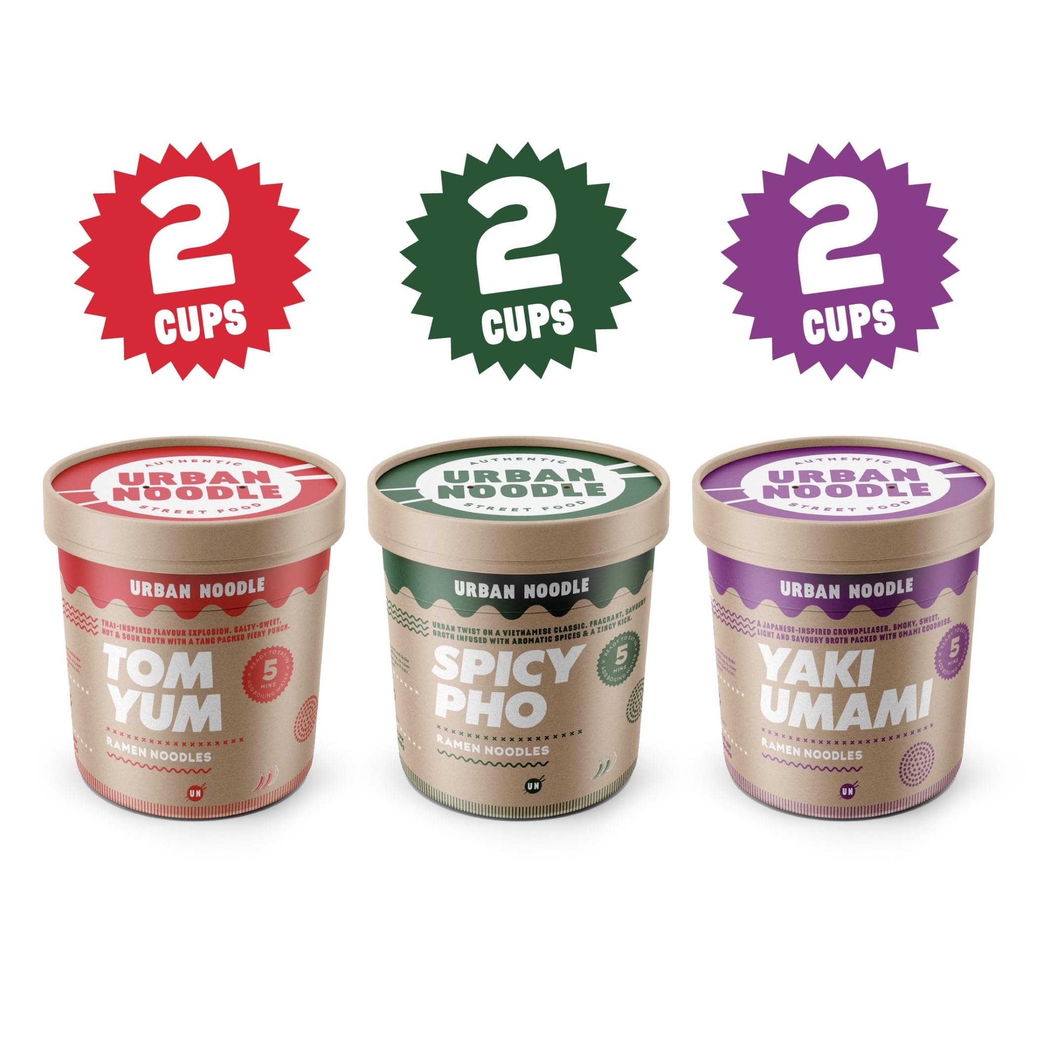 Urban Noodle - Tom Yum, Spicy Pho & Yaki Umami Ramen Noodles Variety Pack, Vegan Friendly 11