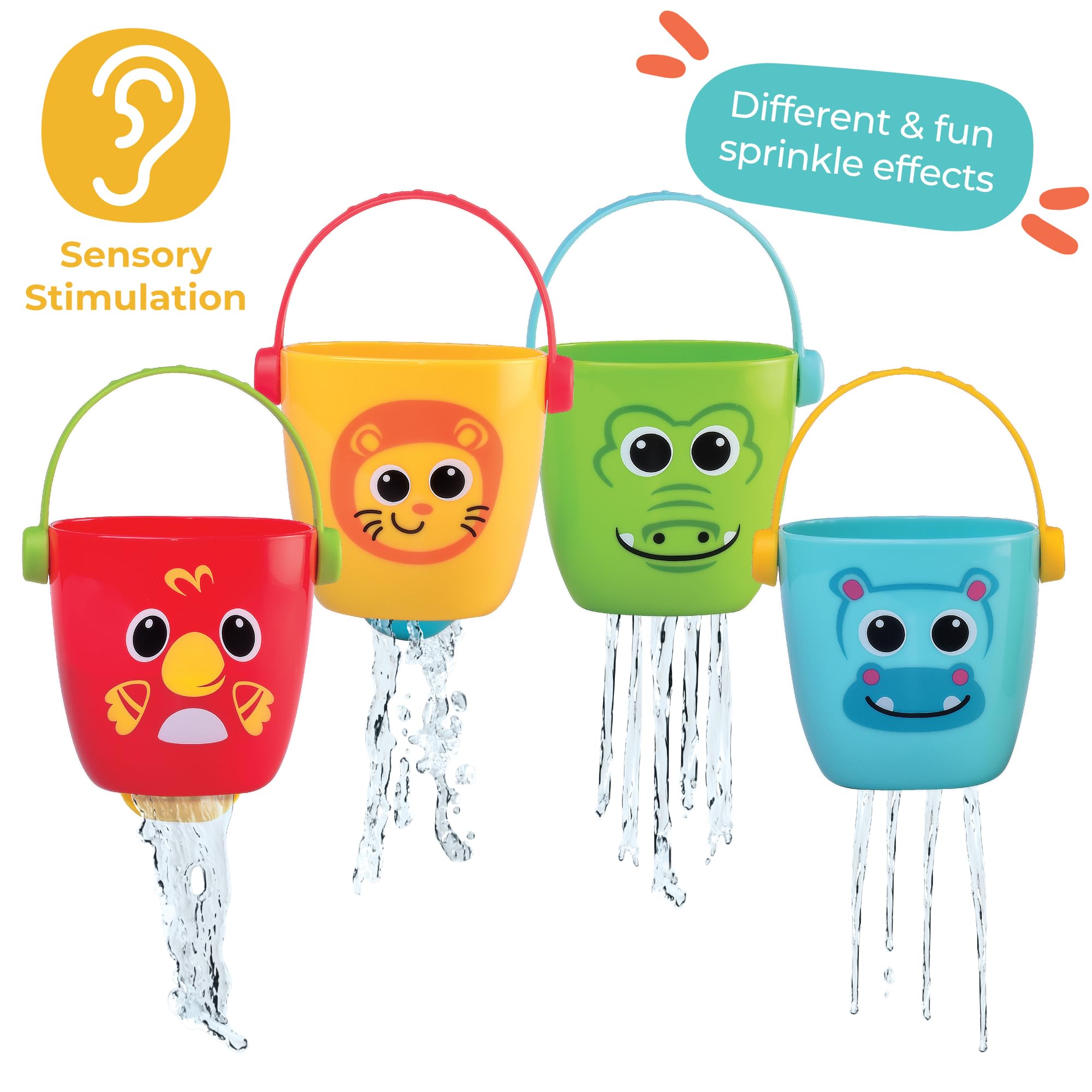 Play Tots Animal Bath Buckets - 4-Piece Stackable Bath Toy Set for Toddlers 11