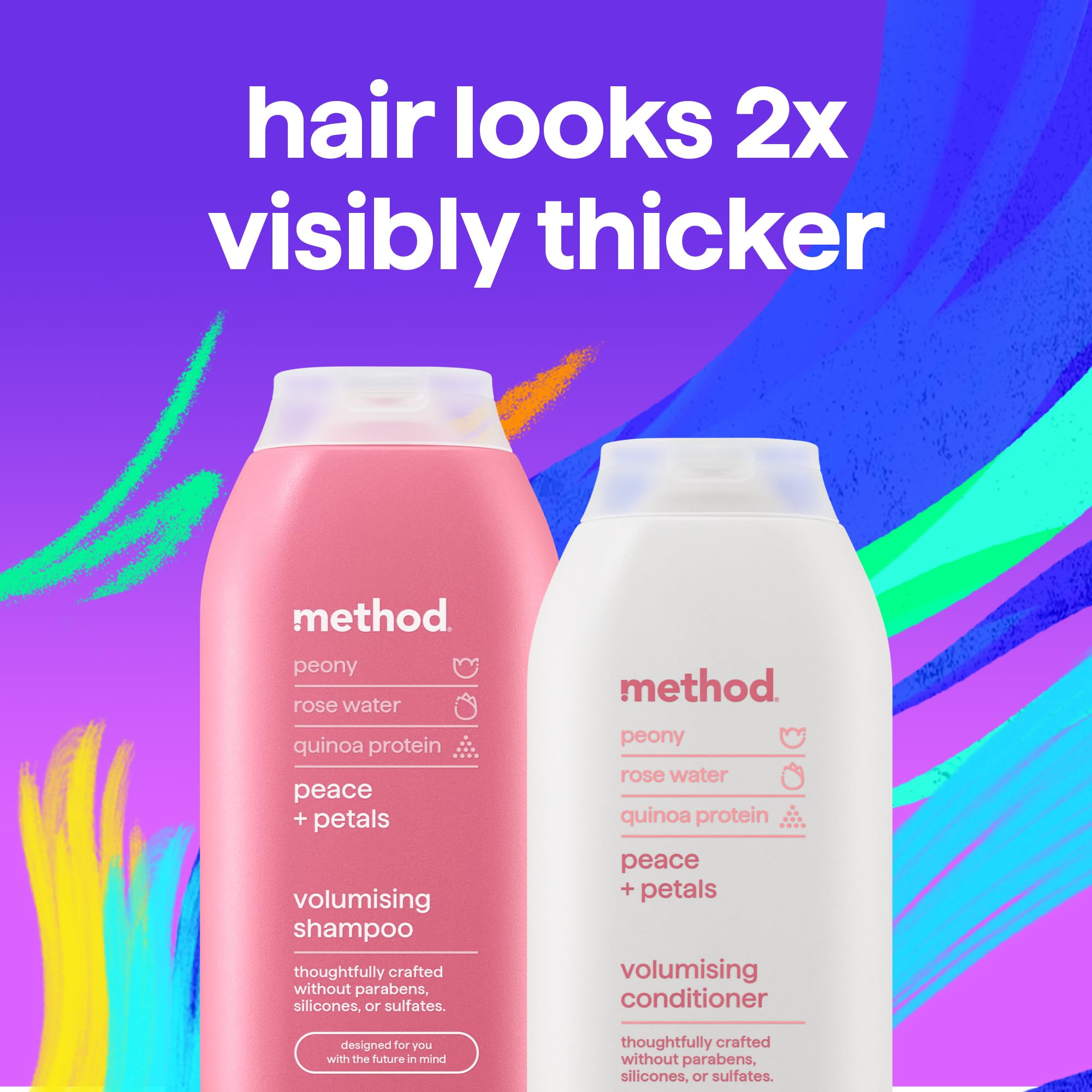 Method Volumising Shampoo - Peony, Rose Water & Quinoa Protein Scent, Sulphate-Free, 350ml 4