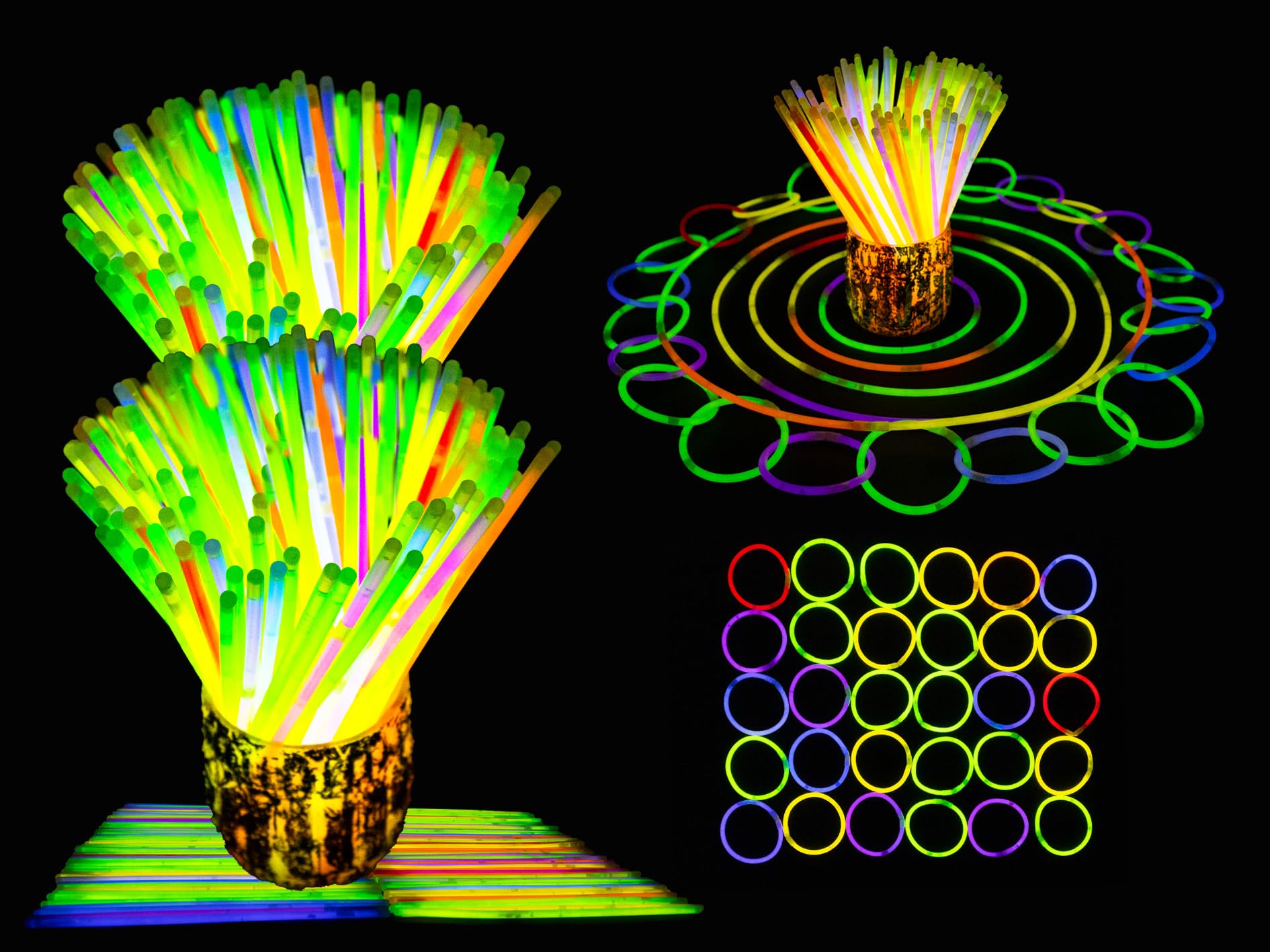 SHATCHI 200Pcs Glow Sticks - Neon Colours | Bracelets, Rings & Necklaces | Unisex Children