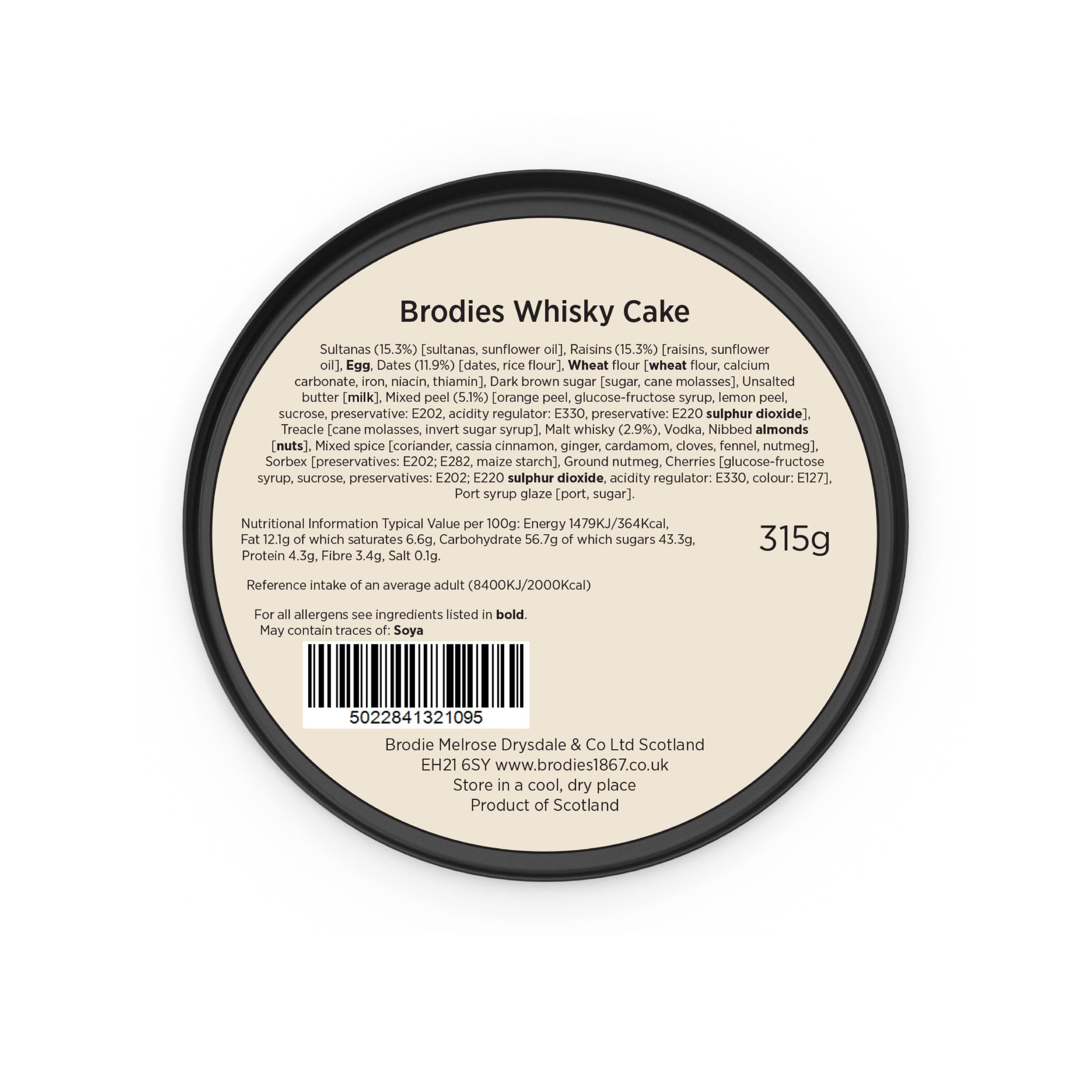 Brodies Single Malt Whisky Cake - 315g