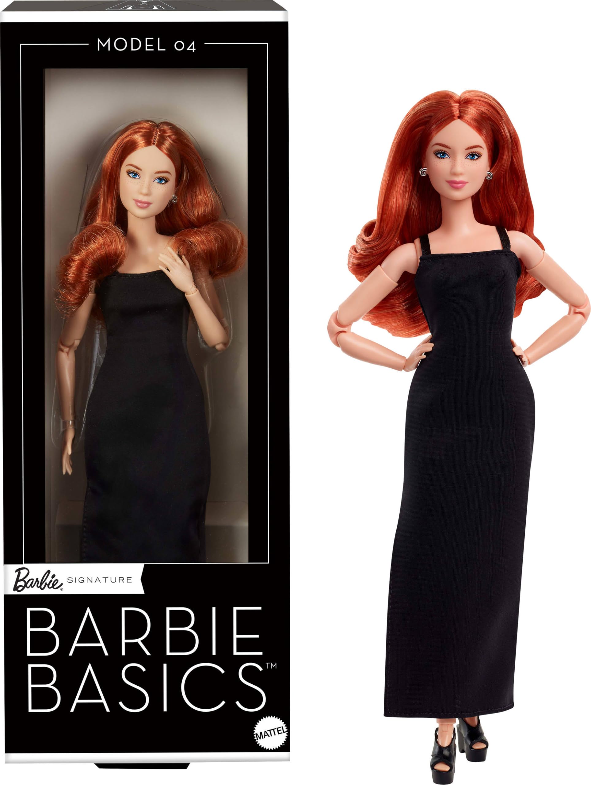 Barbie Basics Model 04 Collector Doll - Red Curly Hair, Little Black Dress, Poshable Body 7