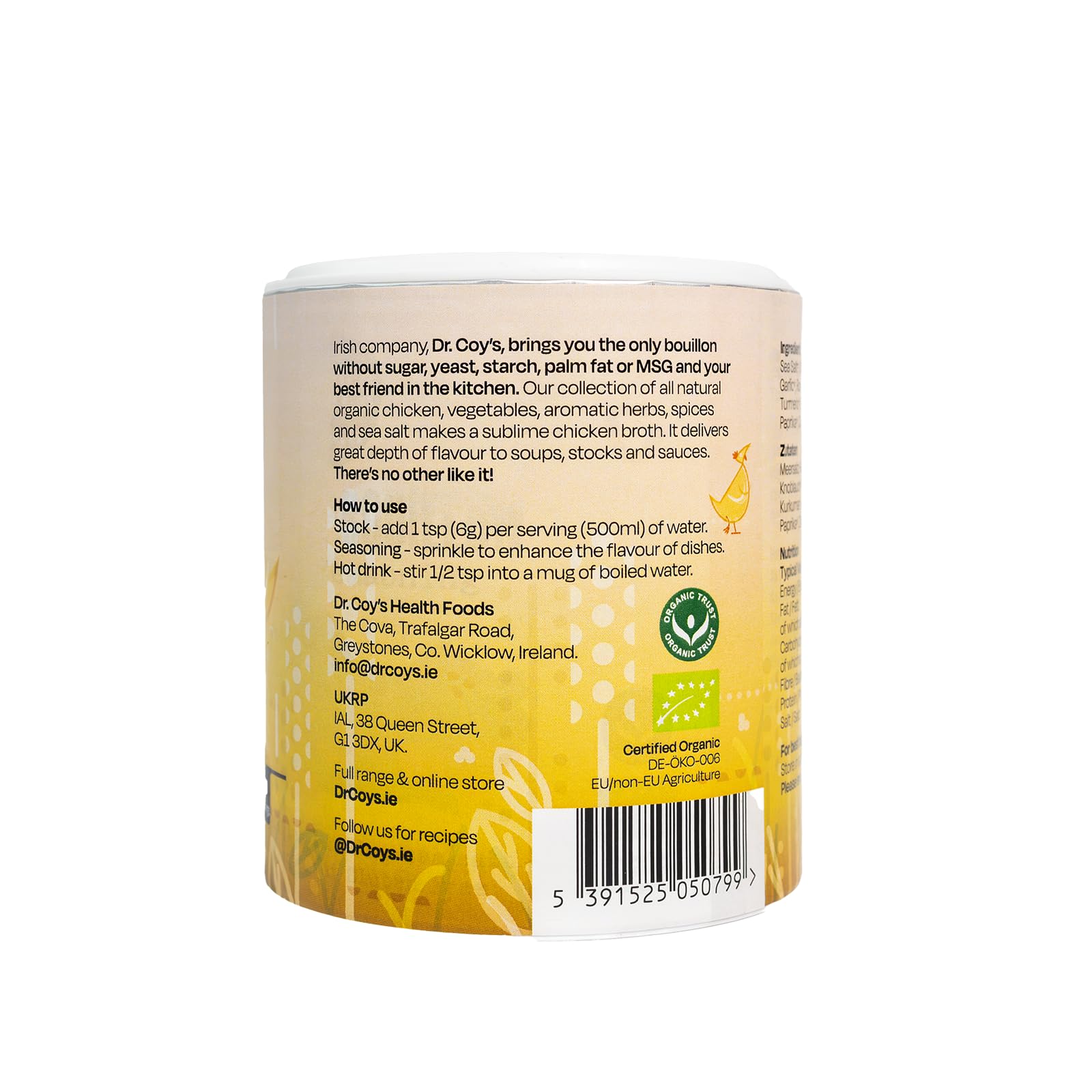 Dr. Coy's Organic Chicken Bouillon Powder - 125g - Gluten Free 9