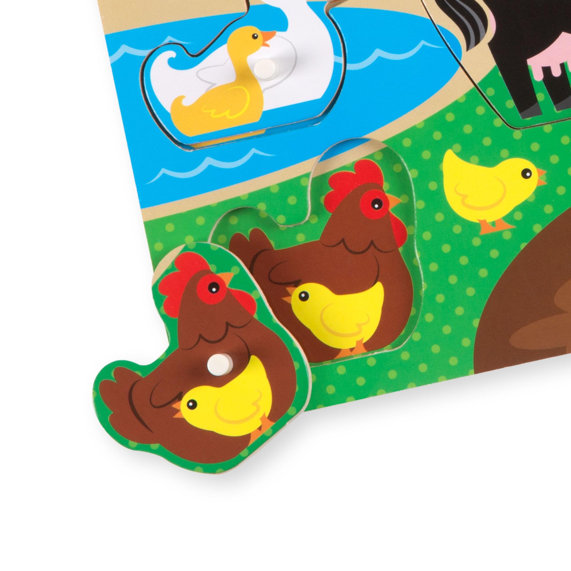 Melissa & Doug Wooden Farm Animals Peg Puzzle - 8-Piece Educational Toy for Ages 3+ 8