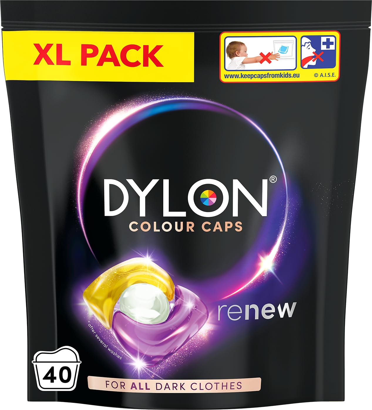 Dylon Black & Dark Caps Laundry Detergent (40 Wash Loads) 1