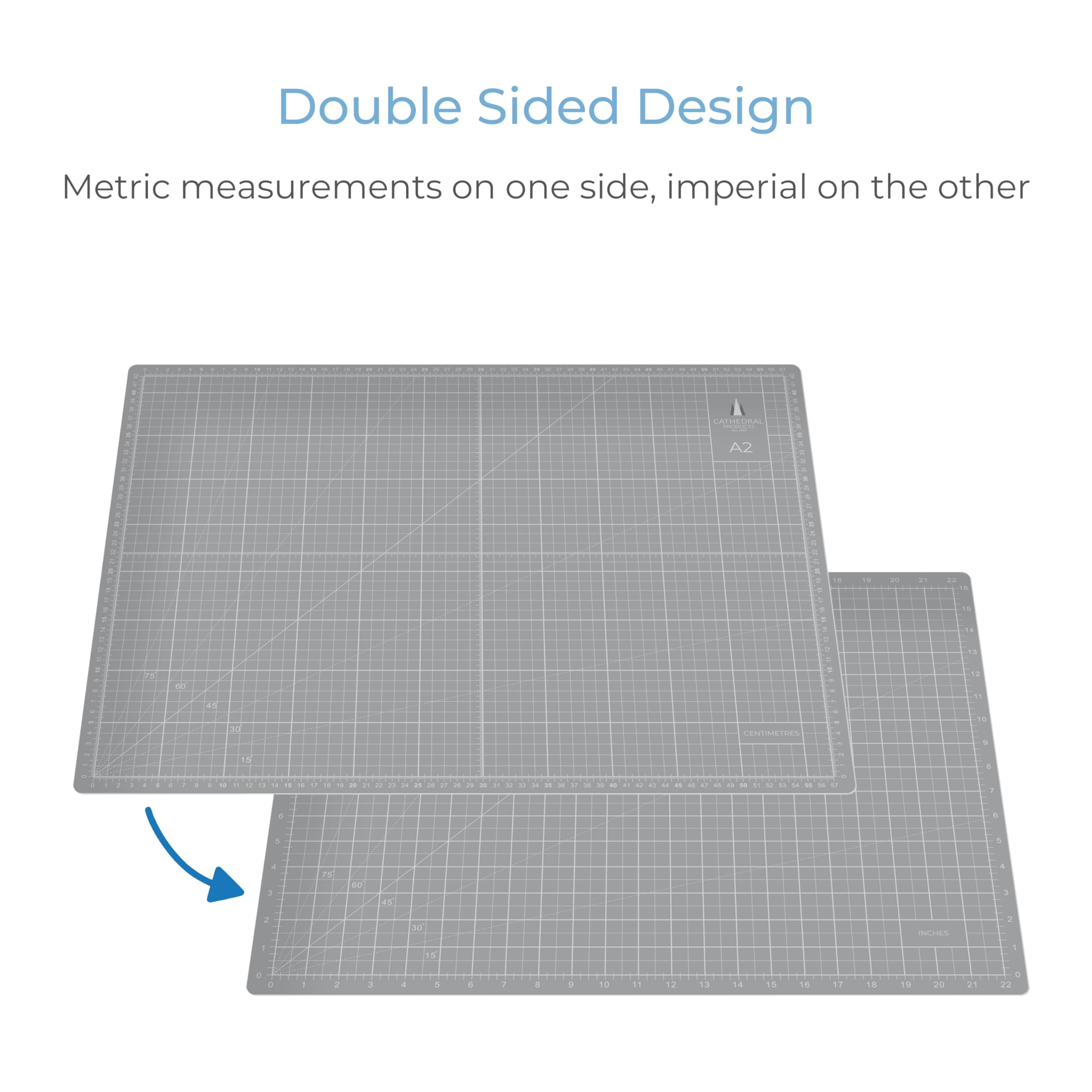 Cathedral Products A2 Double-Sided Self-Healing Cutting Mat | 3mm Thick | Grey