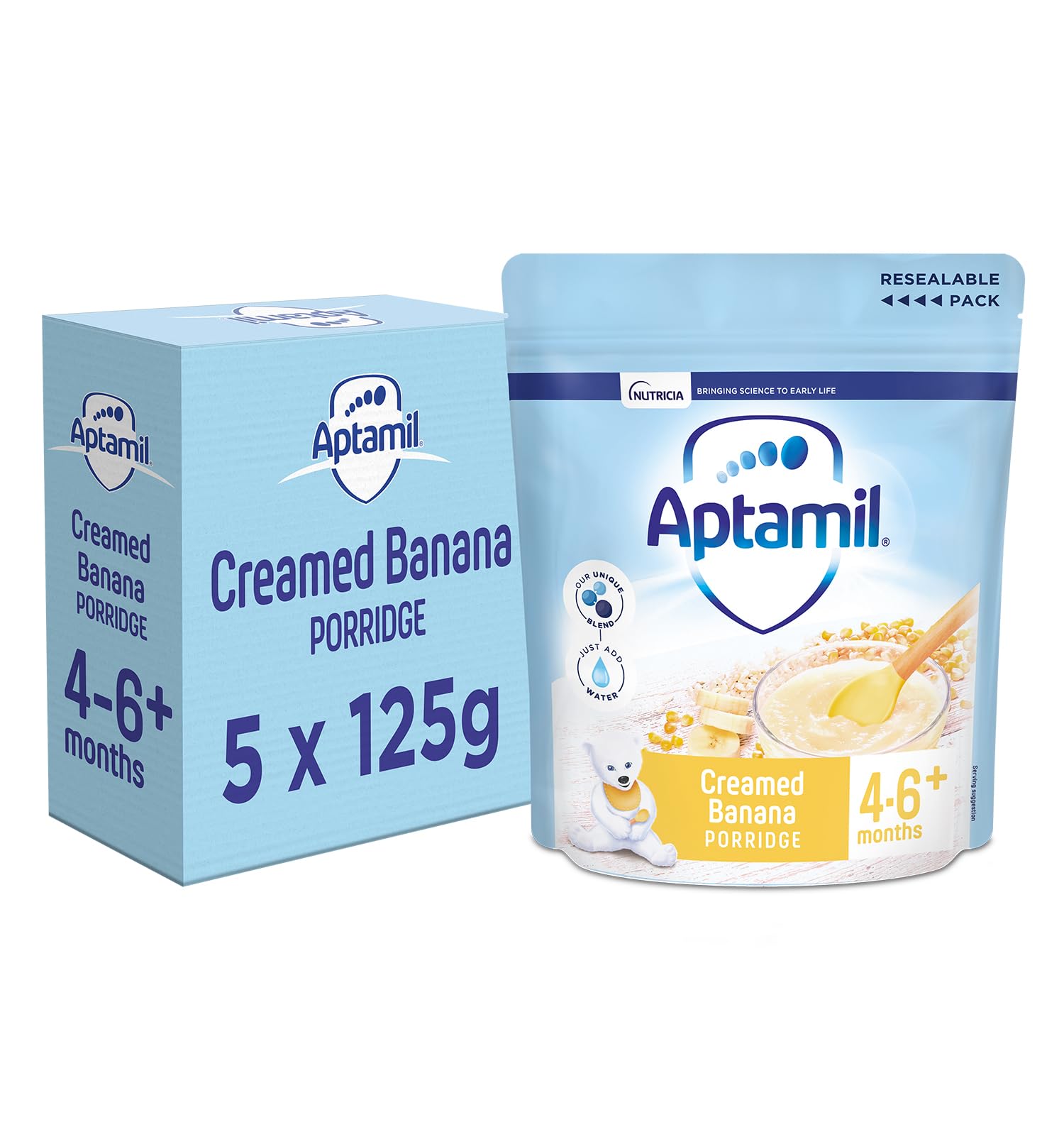Aptamil Creamed Banana Porridge Baby Food Cereal, 4-6+ Months, 125g 1