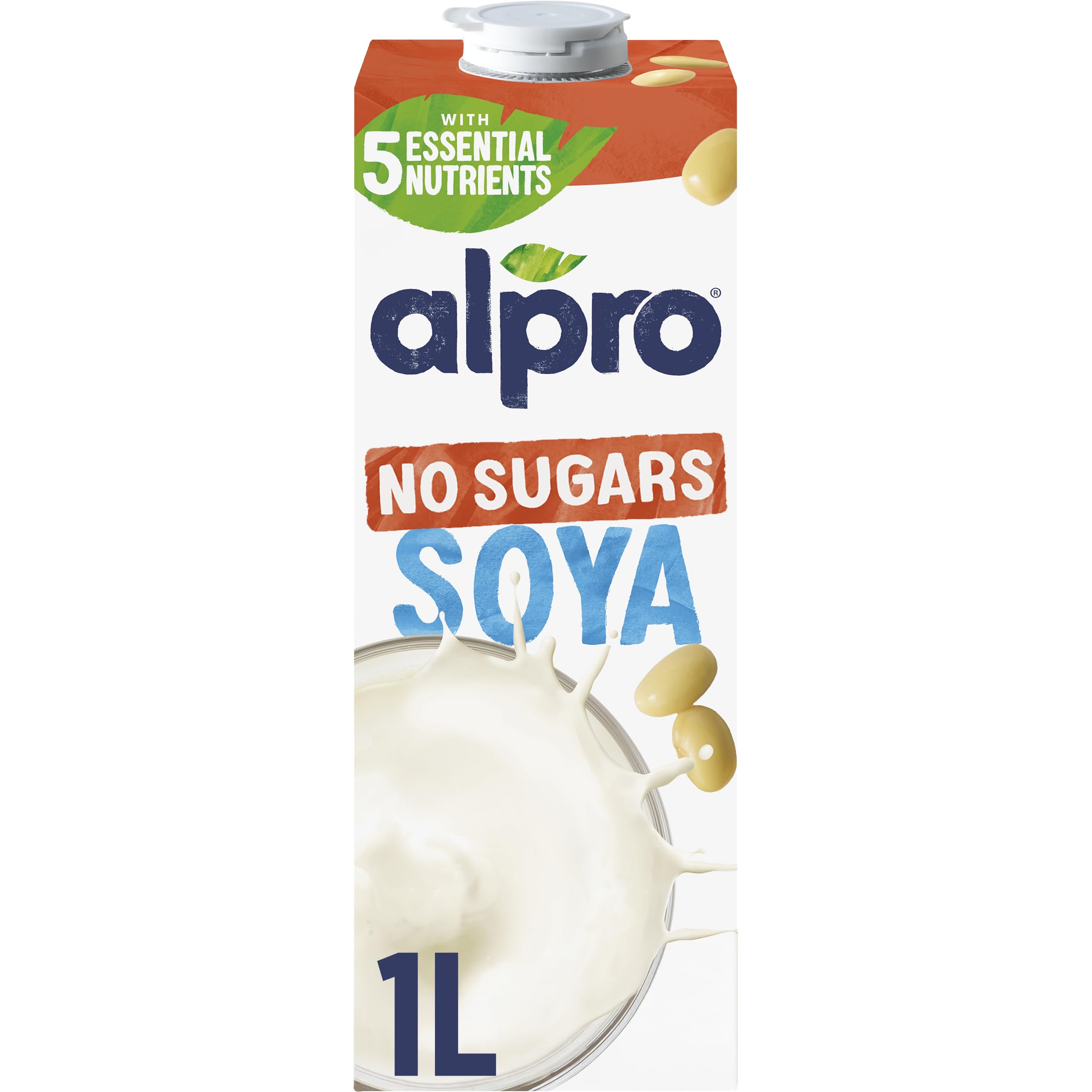 Alpro Soya No Sugars Plant-Based Drink, Vegan & Dairy Free, 1L 1