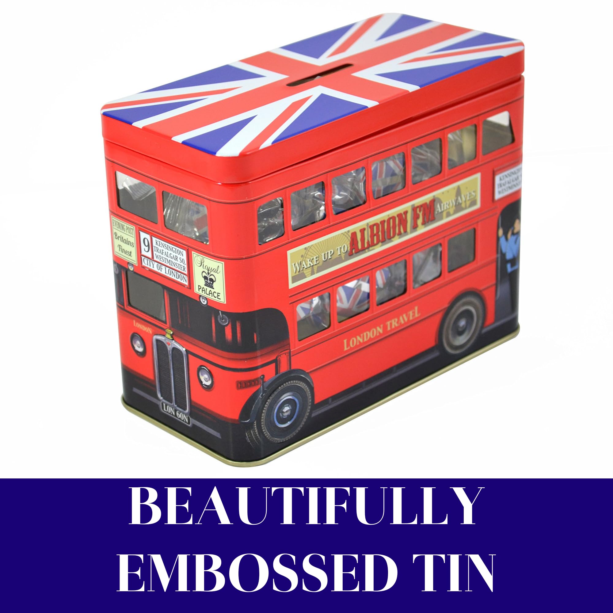 CRAFTin London Bus Souvenir Tin with 200g Vanilla Fudge | Vegetarian | Collectible Gift