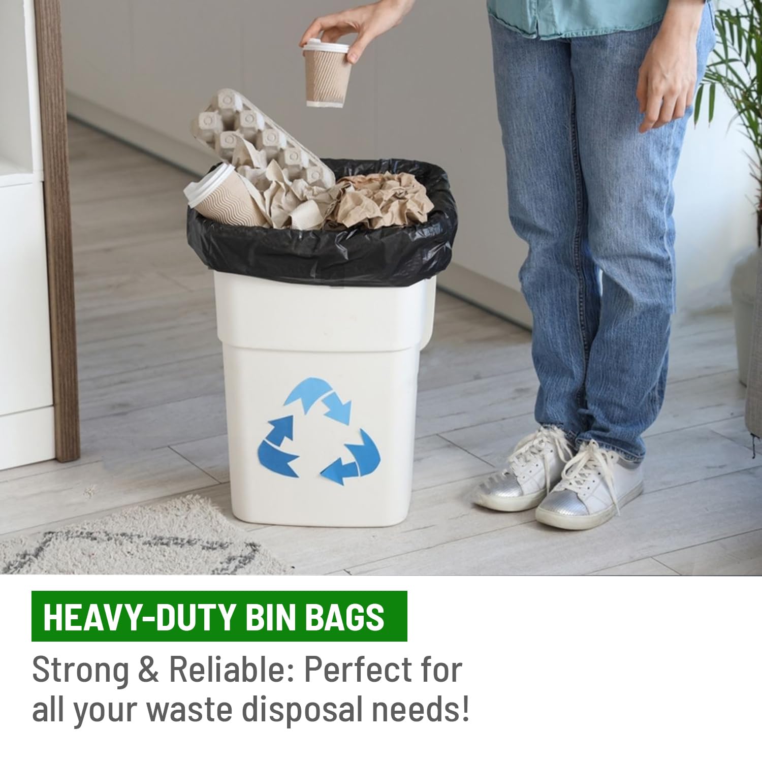 Delka Heavy Duty Black Bin Bags – 25 Micron Extra Strong Leak-Proof Garbage Liners – 25 Pack 6