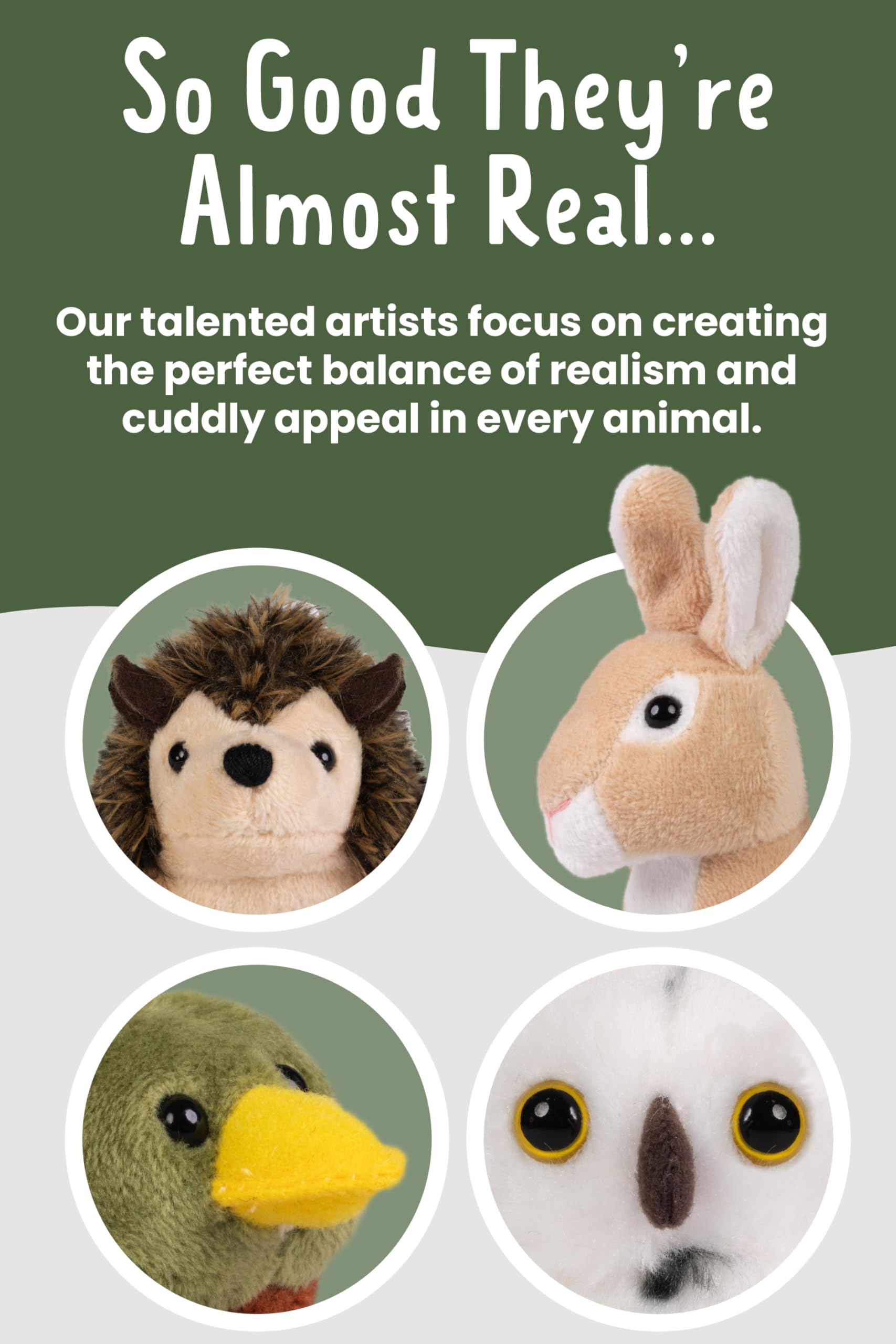 Living Nature Wildlife Buddies - 6 x Realistic Mini Woodland Plush Toys for Kids & Collectors 2