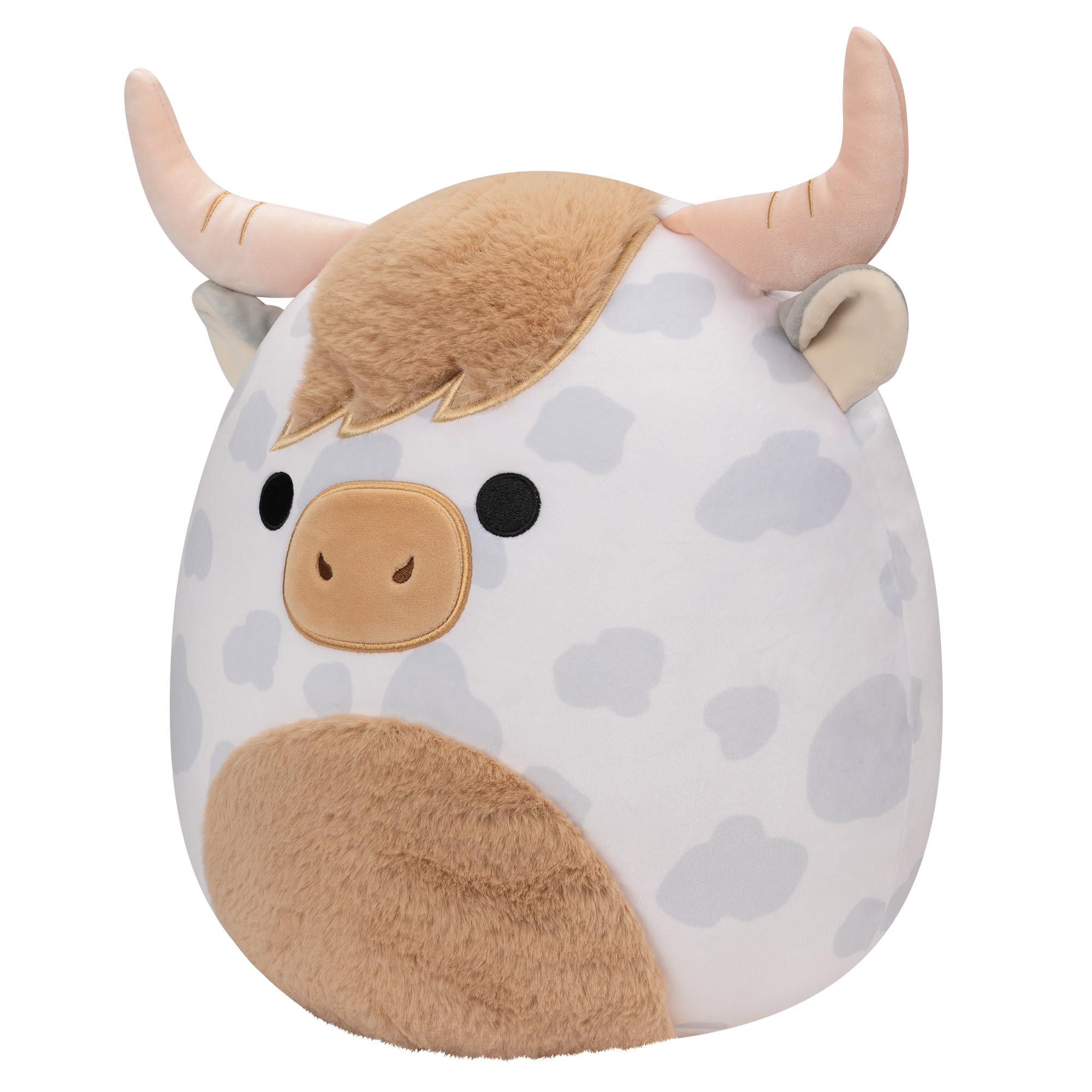 Squishmallows Borsa 12-Inch Spotted Highland Cow Plush - Soft Stuffed Animal for Kids 3+ 5