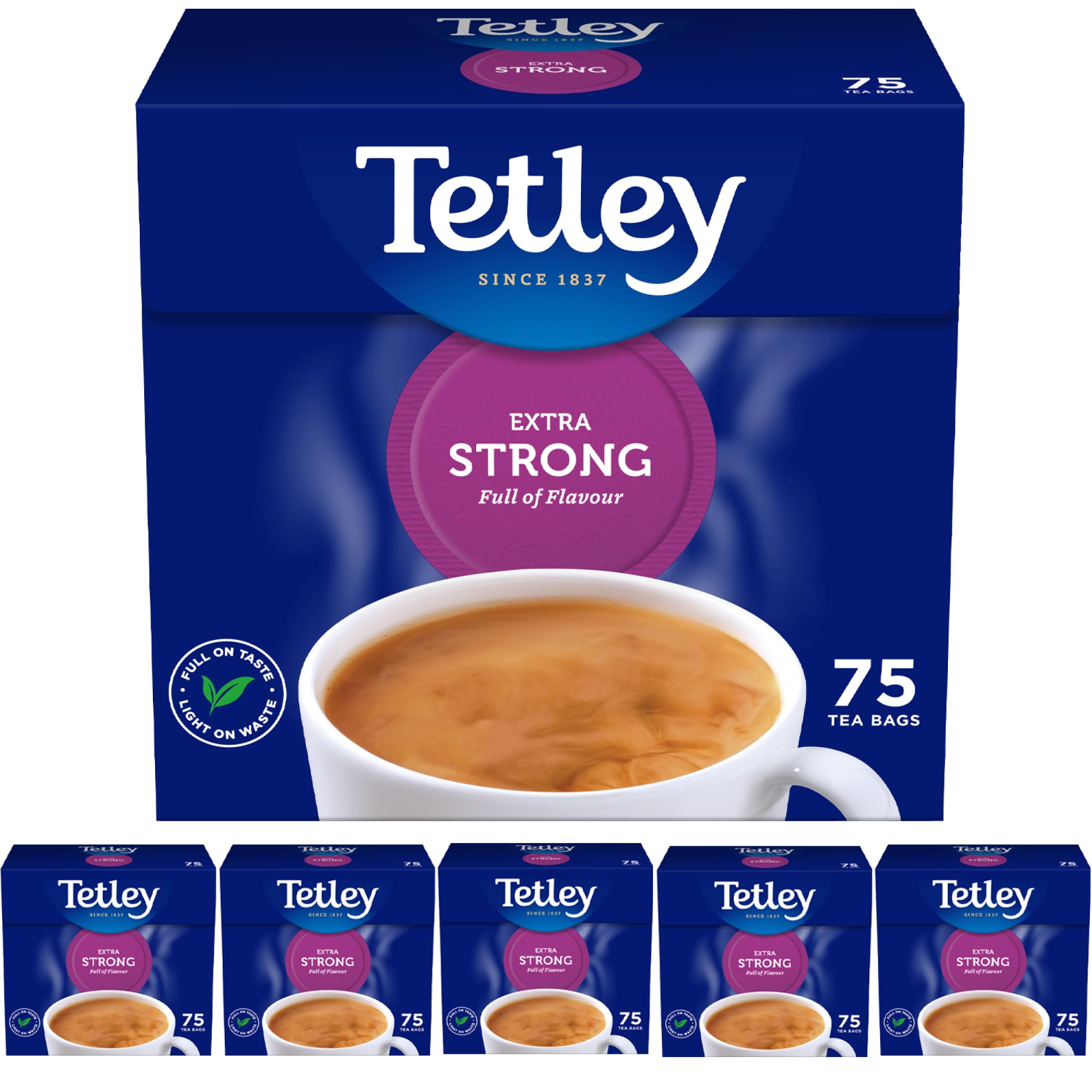 Tetley Extra Strong Black Tea Bags - 450 Bags (6 x 75) - Bold Assam Blend, Rainforest Alliance Certified 1