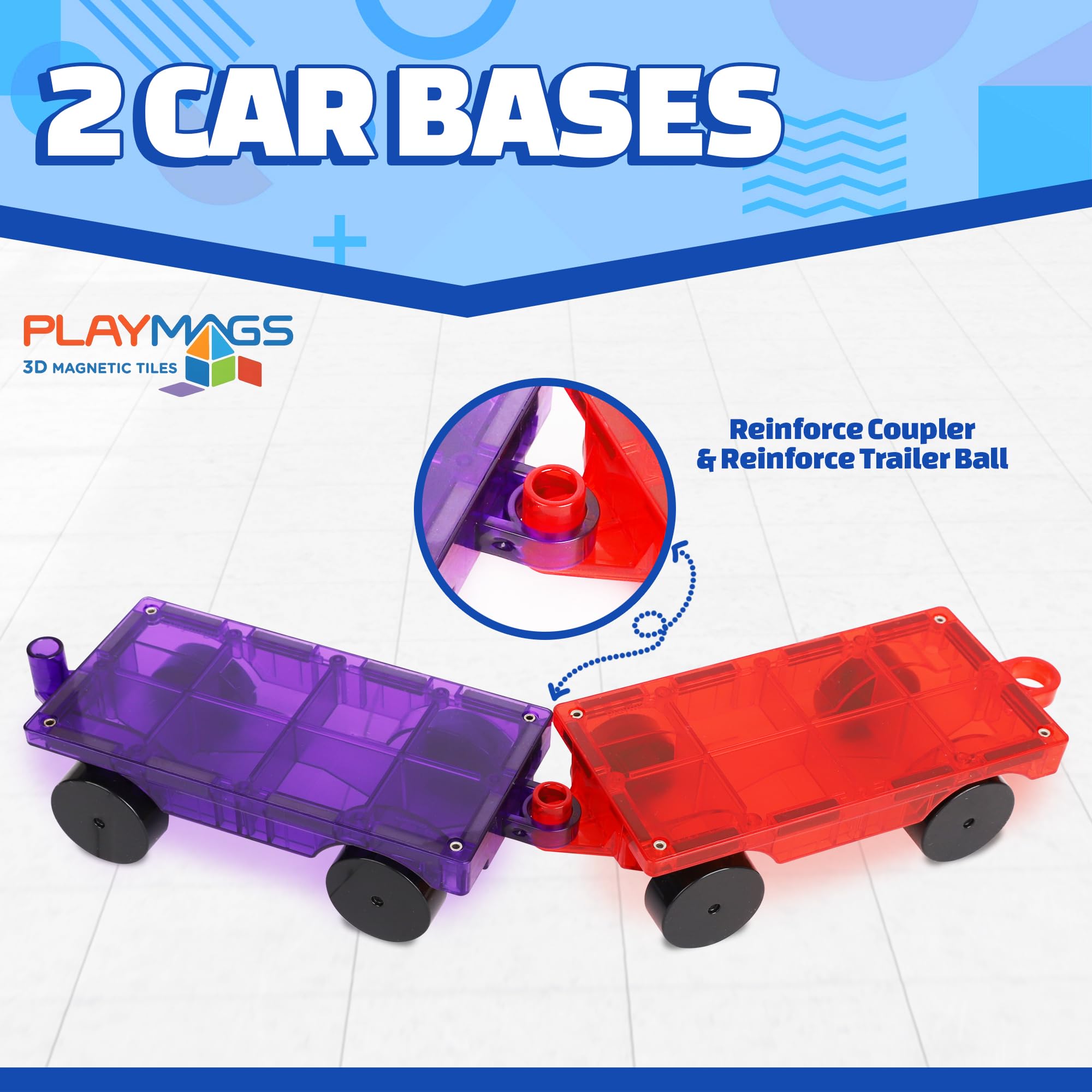 Playmags 3D Magnetic Blocks - 2-Piece Magnetic Car Set for Kids 11