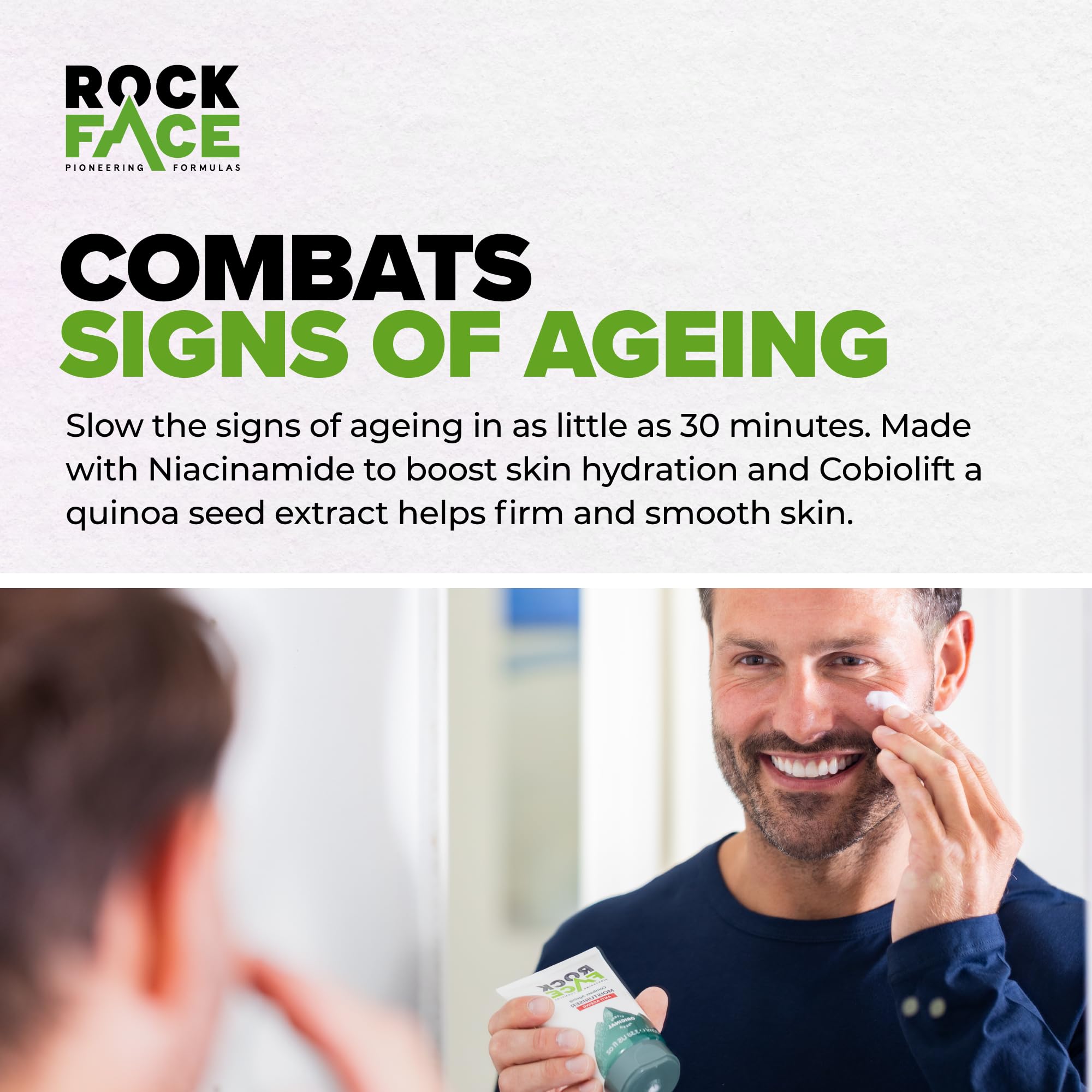 Rockface Men's Anti-Aging Moisturiser - Reduces Wrinkles in 30 Mins | 100ml 5