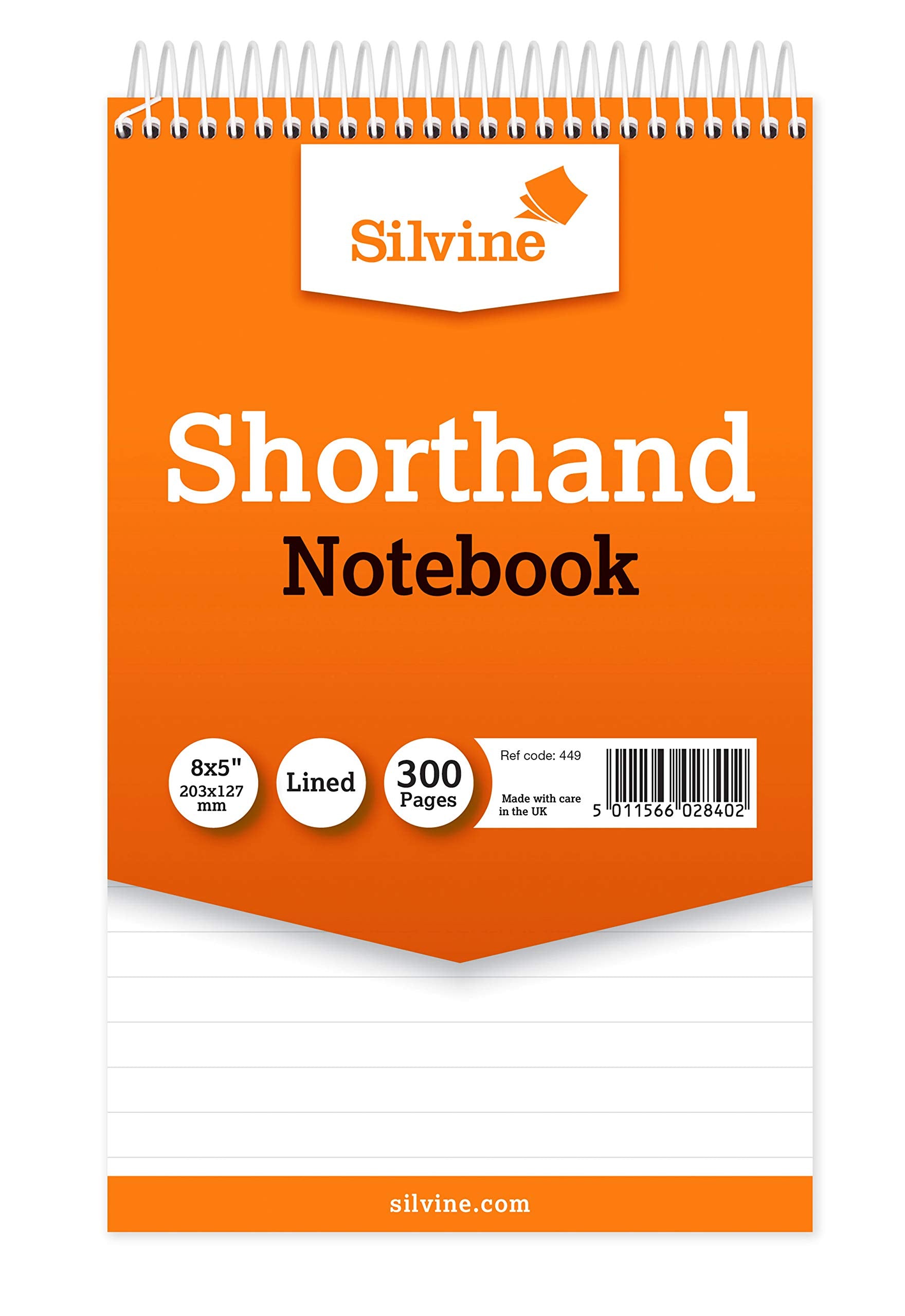 Silvine Reporter's Shorthand Notebook | 8x5 Inch | 300 Pages | 75gsm Feint Ruled | Pack of 6