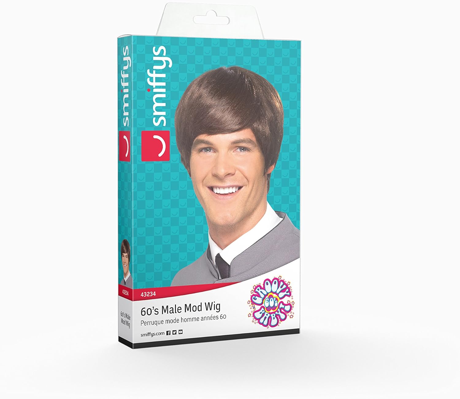 Smiffys 60's Male Mod Short Wig - Brown