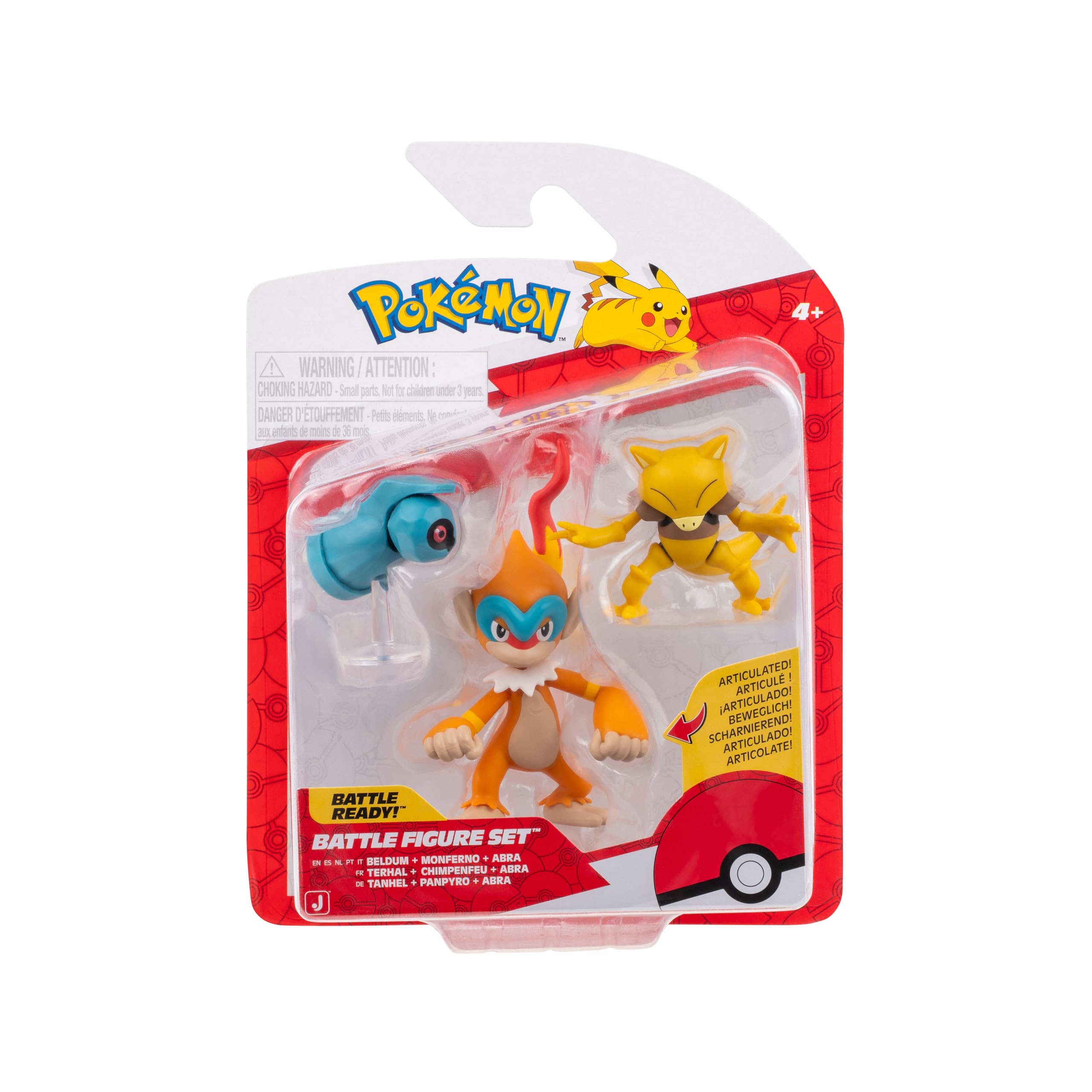 Pokémon Battle Figure 3 Pack - 2-Inch Beldum, Abra & 3-Inch Monferno, Ages 4+ 5