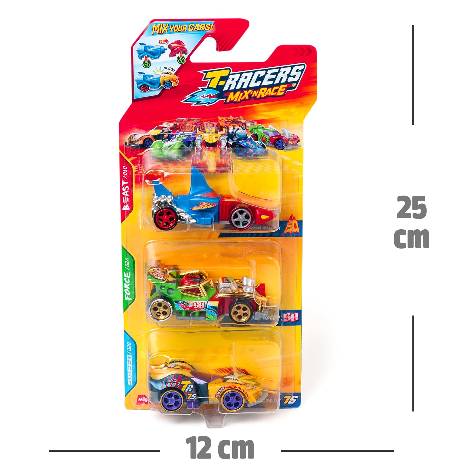 T-RACERS Mix 'N Race 3 Pack – Collectible Interchangeable Cars for Kids 3+