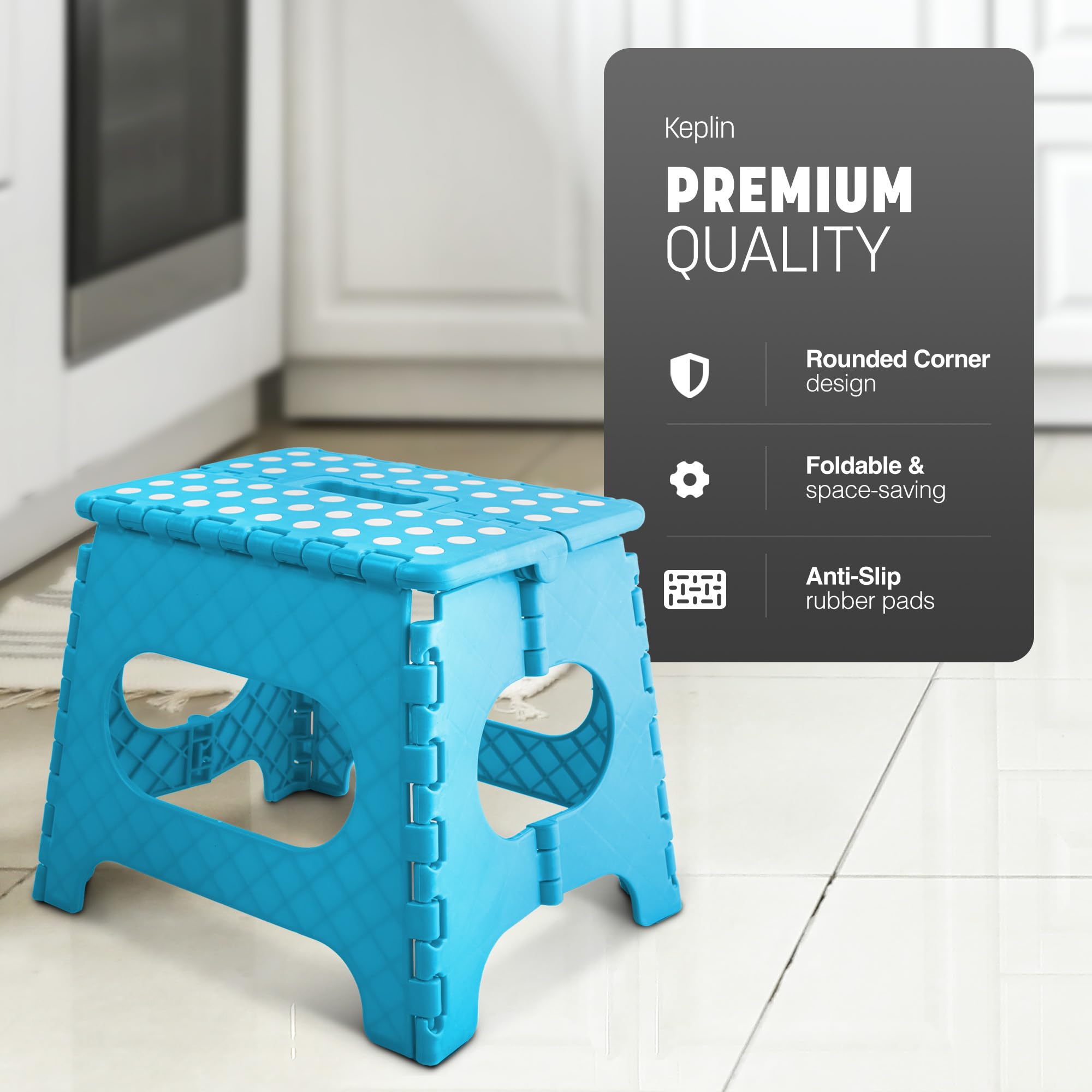 KEPLIN 11 Inch Heavy Duty Folding Step Stool | 150kg Capacity | Blue Plastic 3