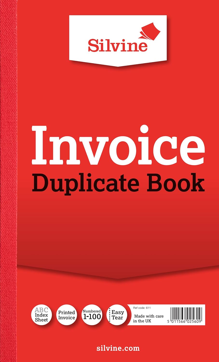 Silvine Duplicate Invoice Book - Numbered 1-100 with index sheet (210 x 127mm) [Pack of 6]