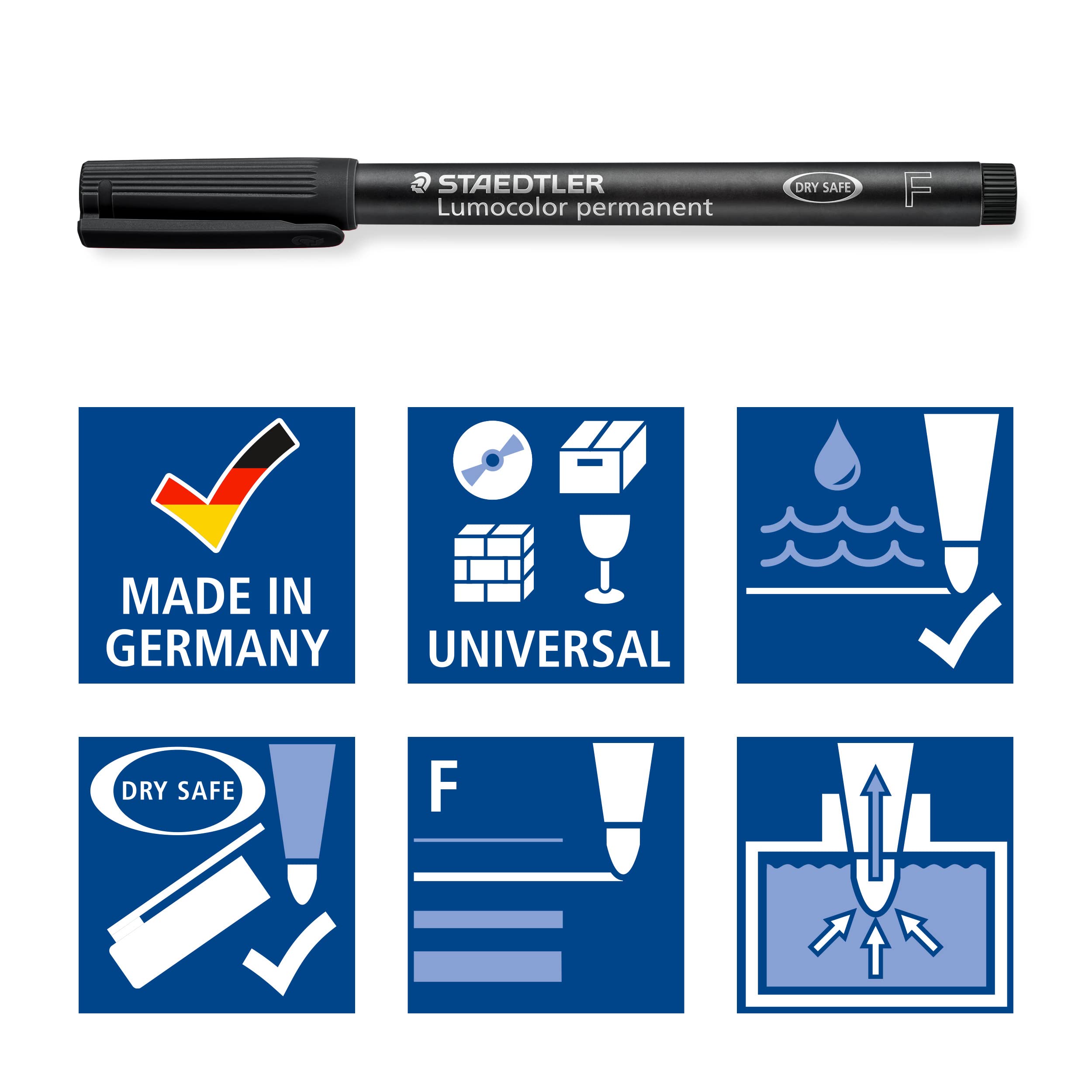 STAEDTLER Lumocolor Permanent Marker - Smudge-Proof & Waterproof | Fine 0.6mm, Black, 5 Pack 4