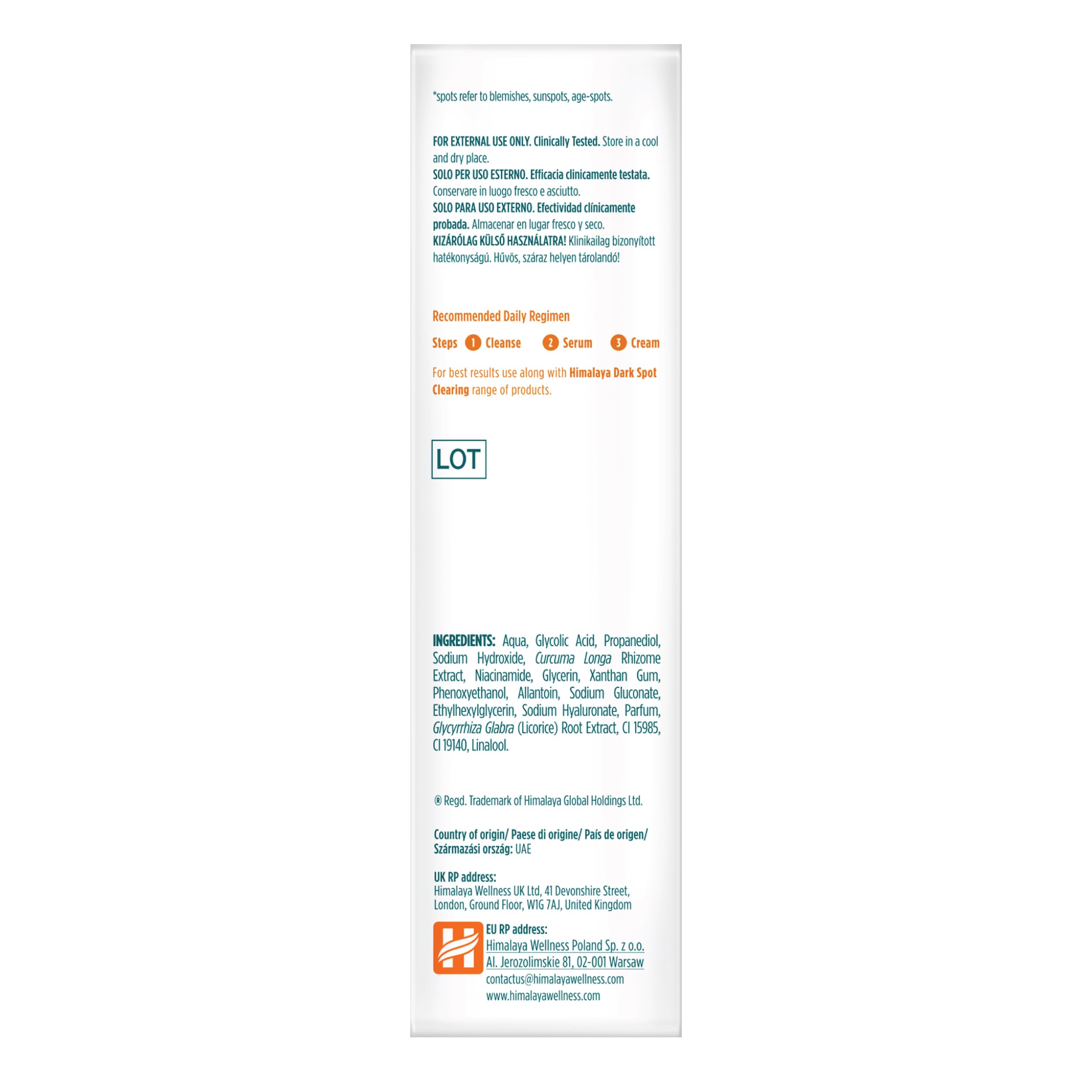Himalaya Dark Spot Clearing Curcuma Face Serum - Visibly Reduces Dark Spots in 1 Week | 30ml | Unisex Adult
