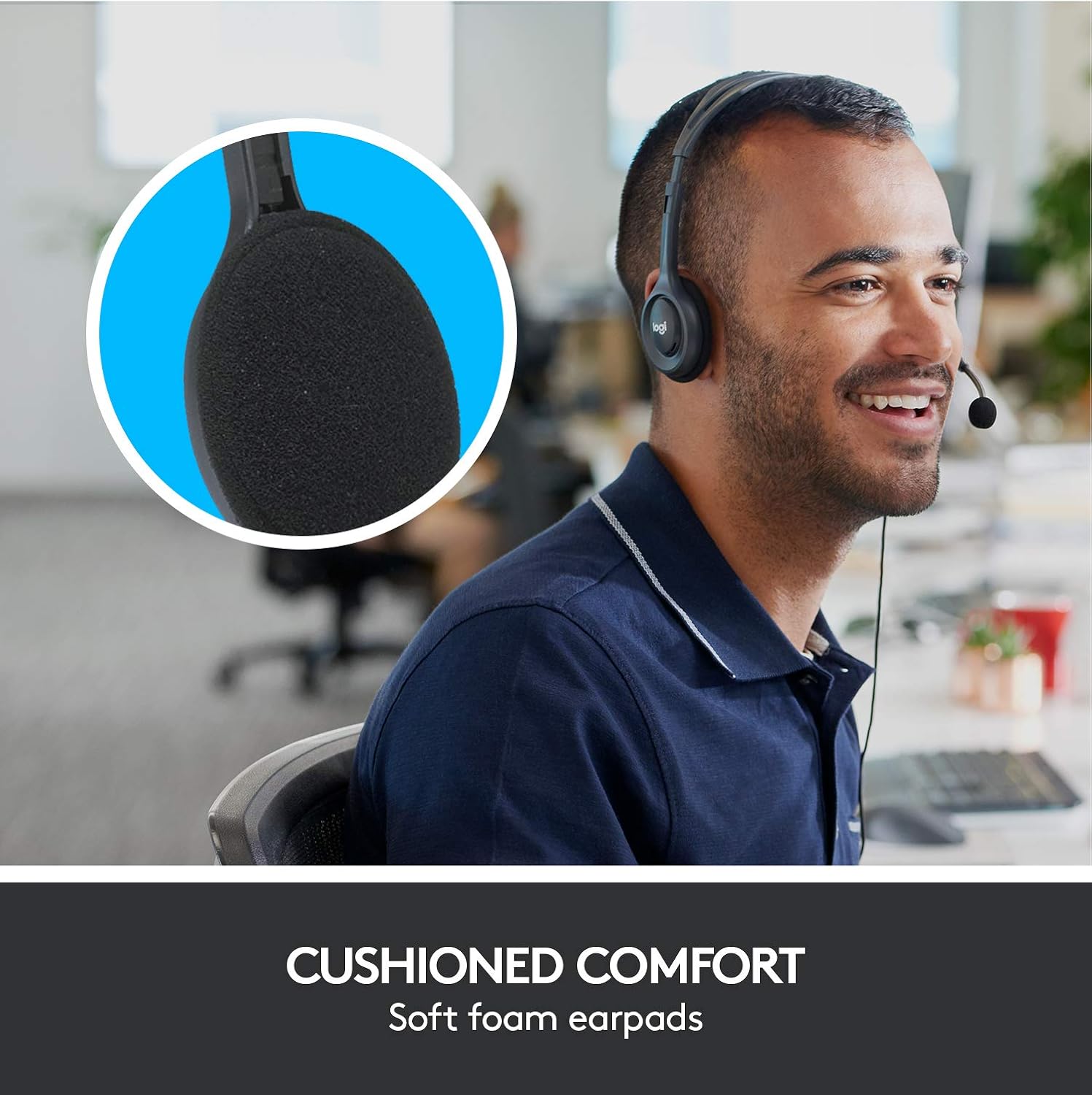 Logitech H111 Wired Stereo Headset with Noise-Cancelling Microphone and 3.5 mm Jack for PC, Mac, Laptop, Smartphone, Tablet - Black 7