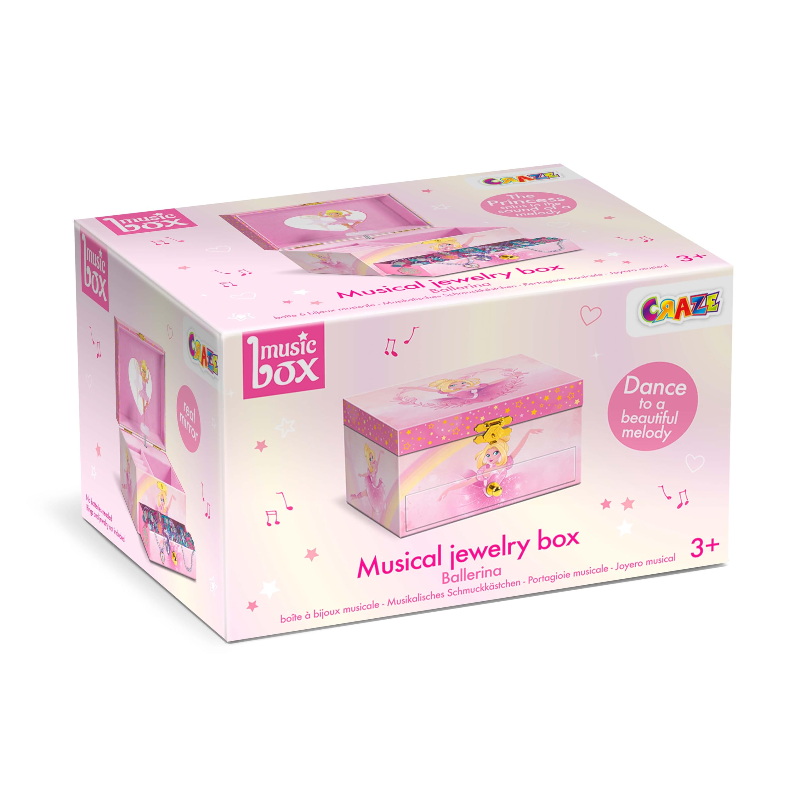 CRAZE Ballerina Music Box Jewelry Box with Spinning Dancer and Melody